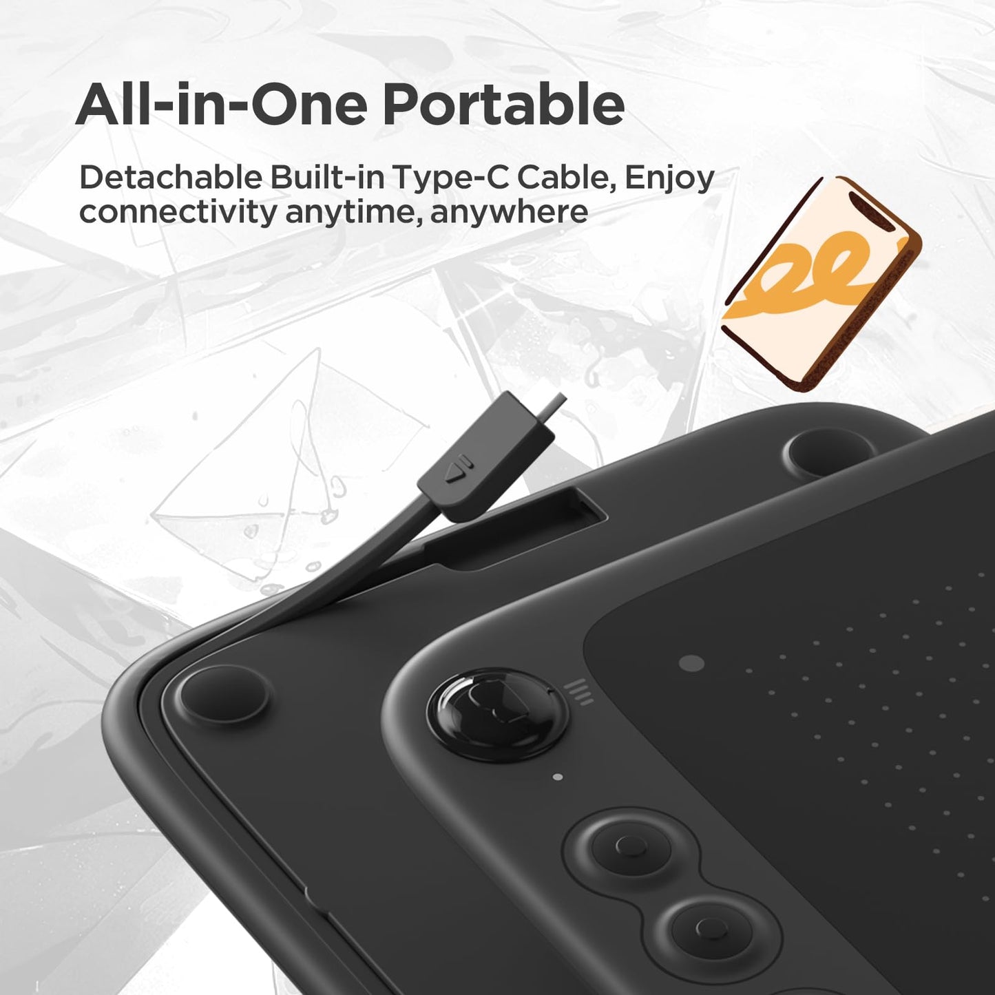 UGEE Q6 6.5x4 inch Drawing Tablet for Android Phone with 6 Hot Keys,Graphic Tablet Adjustable Drawing Mode Writing Tablet Mobile Drawing/Online Class/Office Notes Compatible with Mac/Windows/Chrome