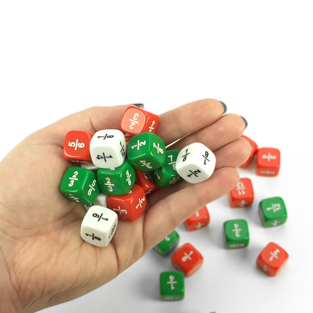 EAI Education Fraction Dice: Red/Green/White - Set of 36