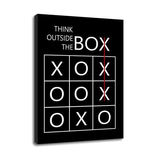 YSPCSUN Inspirational Office Decor Wall Art Think Outside The Box Canvas Print Entrepreneur Motivational Posters Creative Tic Tac Toe Painting For Men Workspace Ready To Hang 24x18 Inch