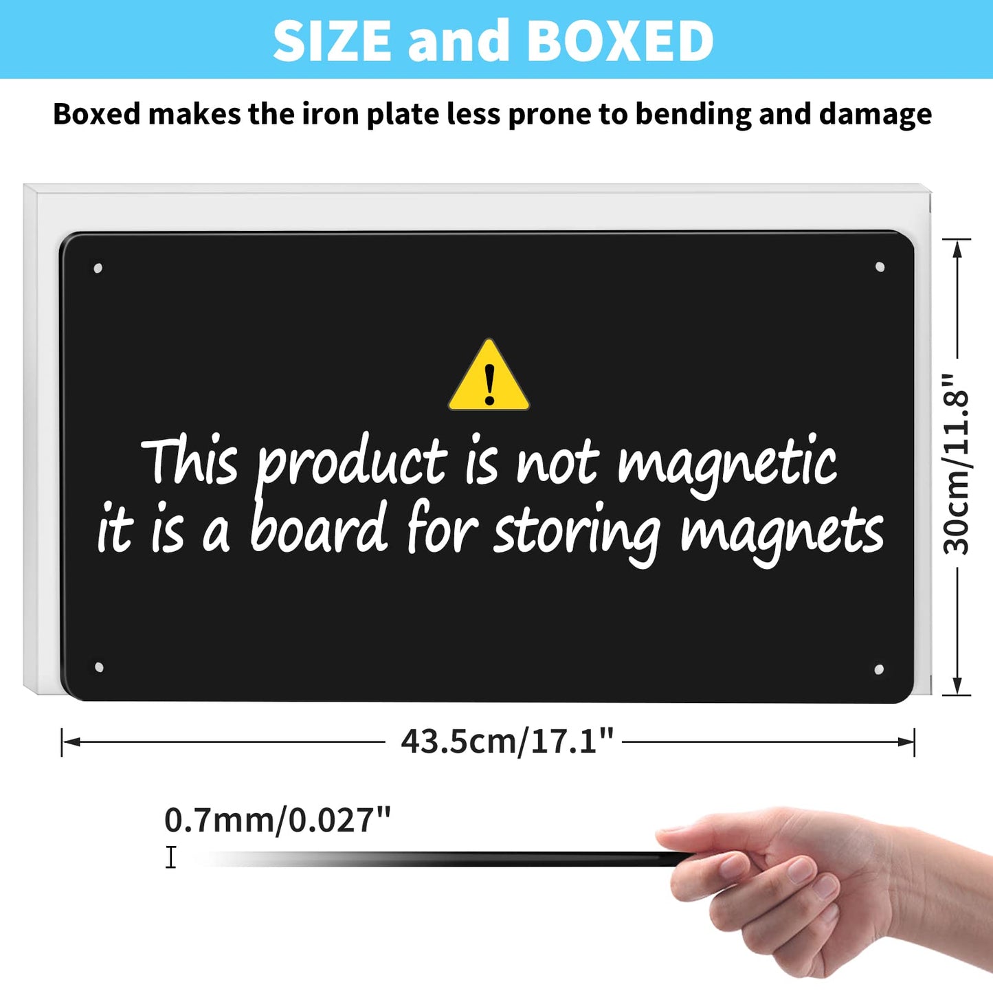 17.7" x 11.8" 2 Pack Black Metal Magnetic Board - Magnet Bulletin Board to Display Magnetic Letters Numbers Animal, Poetry, Spice Jars, Notes, Photos, Suitable for Wall, Refrigerator, Cubicle