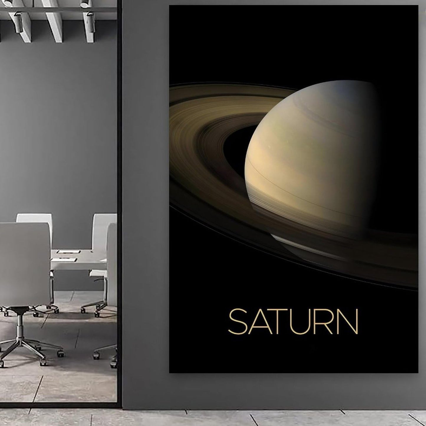 Solar System Planets Canvas Wall Art - Saturn Planet Space Poster for Kids Room Bedroom Classroom, STEM Educational Astronomy Decor, Science Gift for Boys Girls, 16x24 Inch Framed