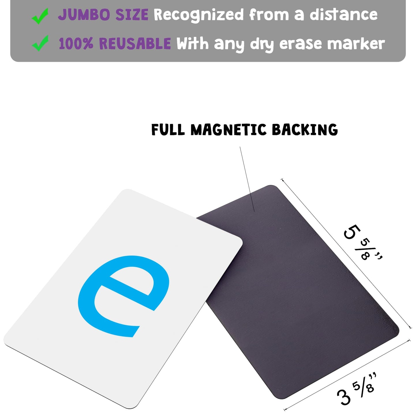 Attractivia Magnetic Big Montessori Alphabet ABC Flash Cards - 52 Sturdy Uppercase & Lowercase Large Letters, Black - for Classroom Teachers, Homeschool, ESL, Kids and Adults