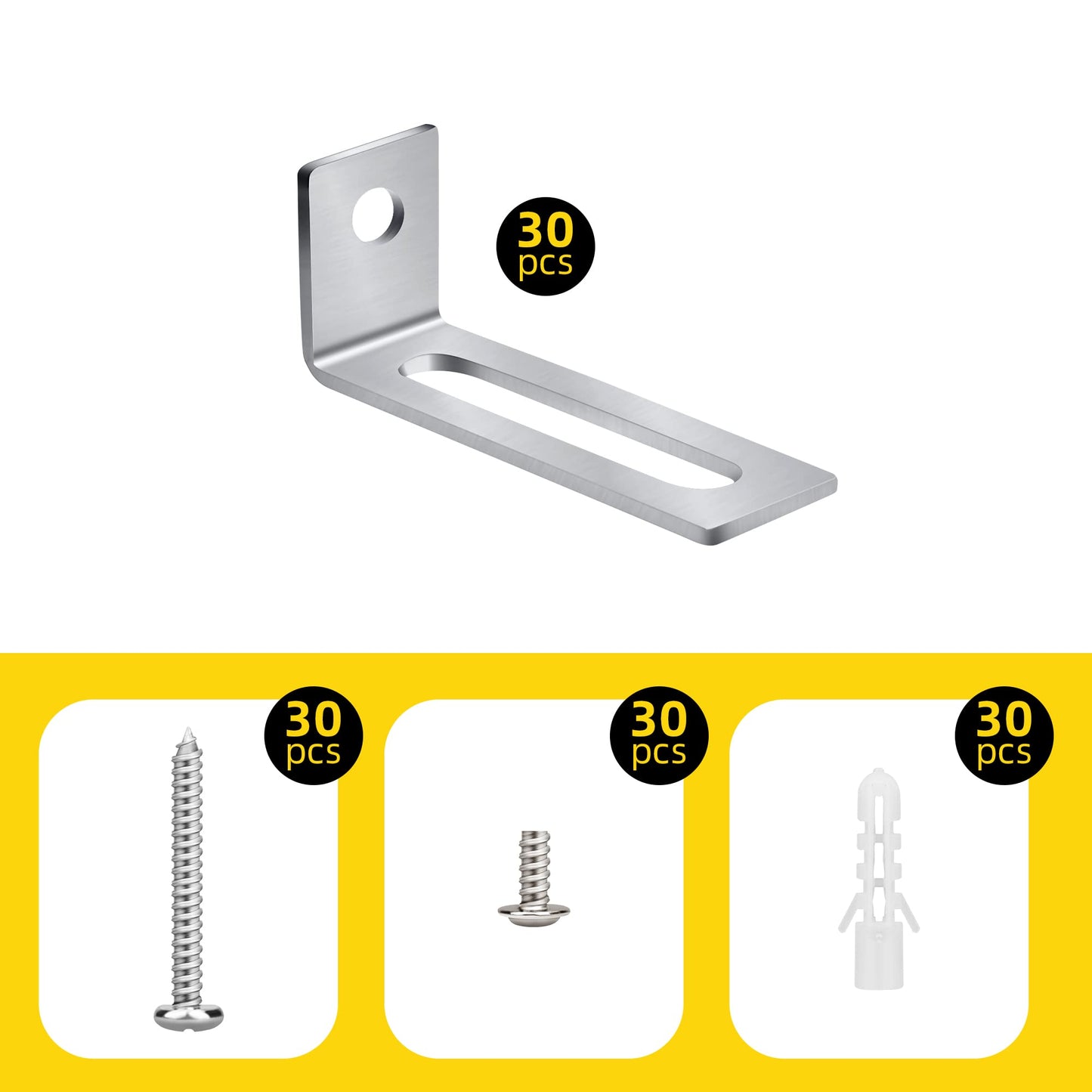 30 Set White Board Mounting Hardware,Whiteboard Hanging Brackets, White Board Installation Kit Includes Hanger Supports, Screws and Expansion Tube for Hanging Whiteboard Office Supplies (38*16*12mm)