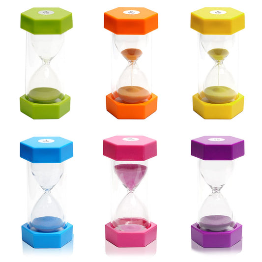 6 Pcs Colorful Hourglass Sandglass Timer Sand Timer Sand Clock Timer 1/3/5/10/20/30 Minutes Visual Hourglass Set for Games Classroom Kids Office Kitchen Decor