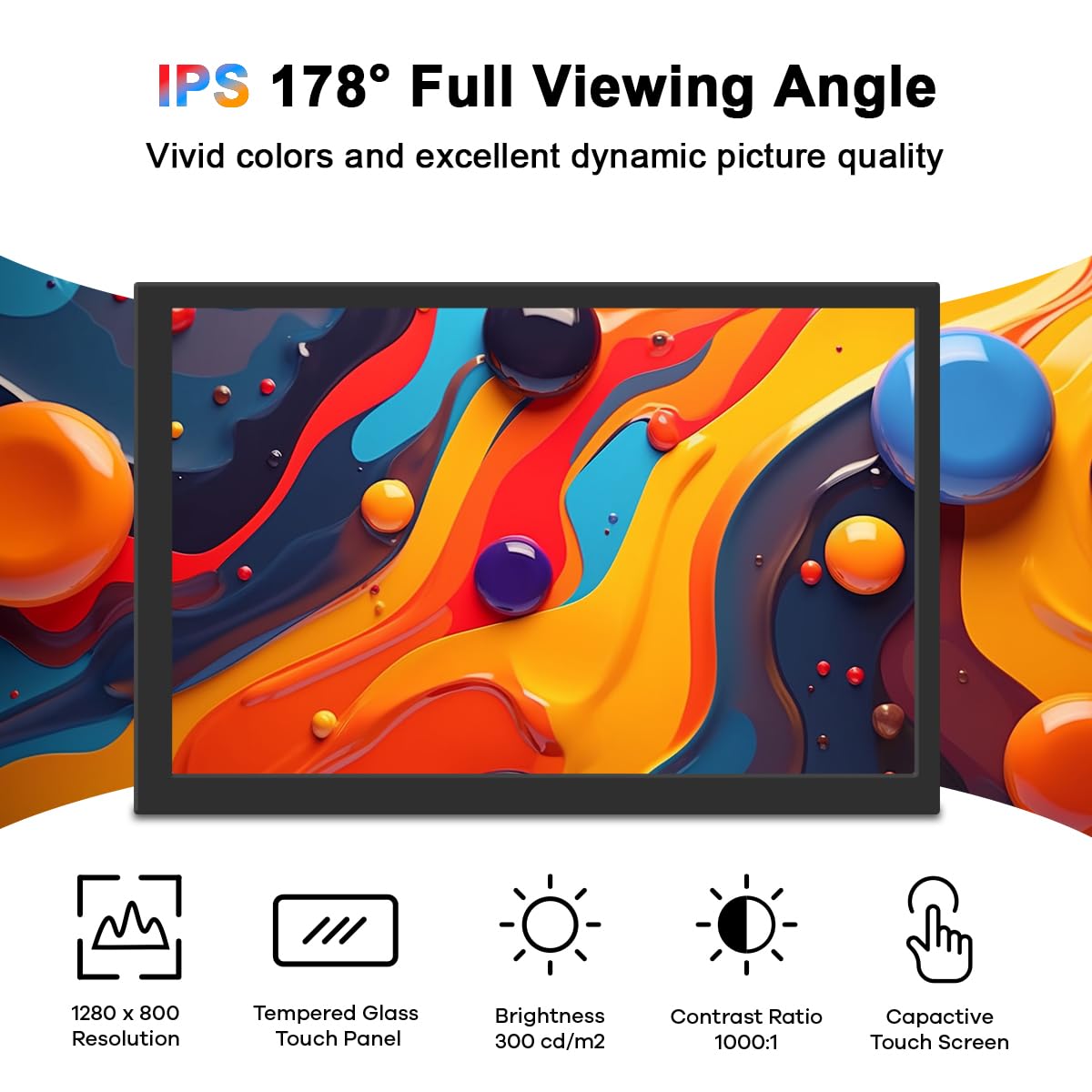 Hosyond 10.1" LCD Touchscreen IPS Monitor 1280x800 Portable Screen HDMI Display Built-in Speakers with Shell for Raspberry Pi 5/Pi 4/3B+ Xbox PS4 Windows 7/8/10