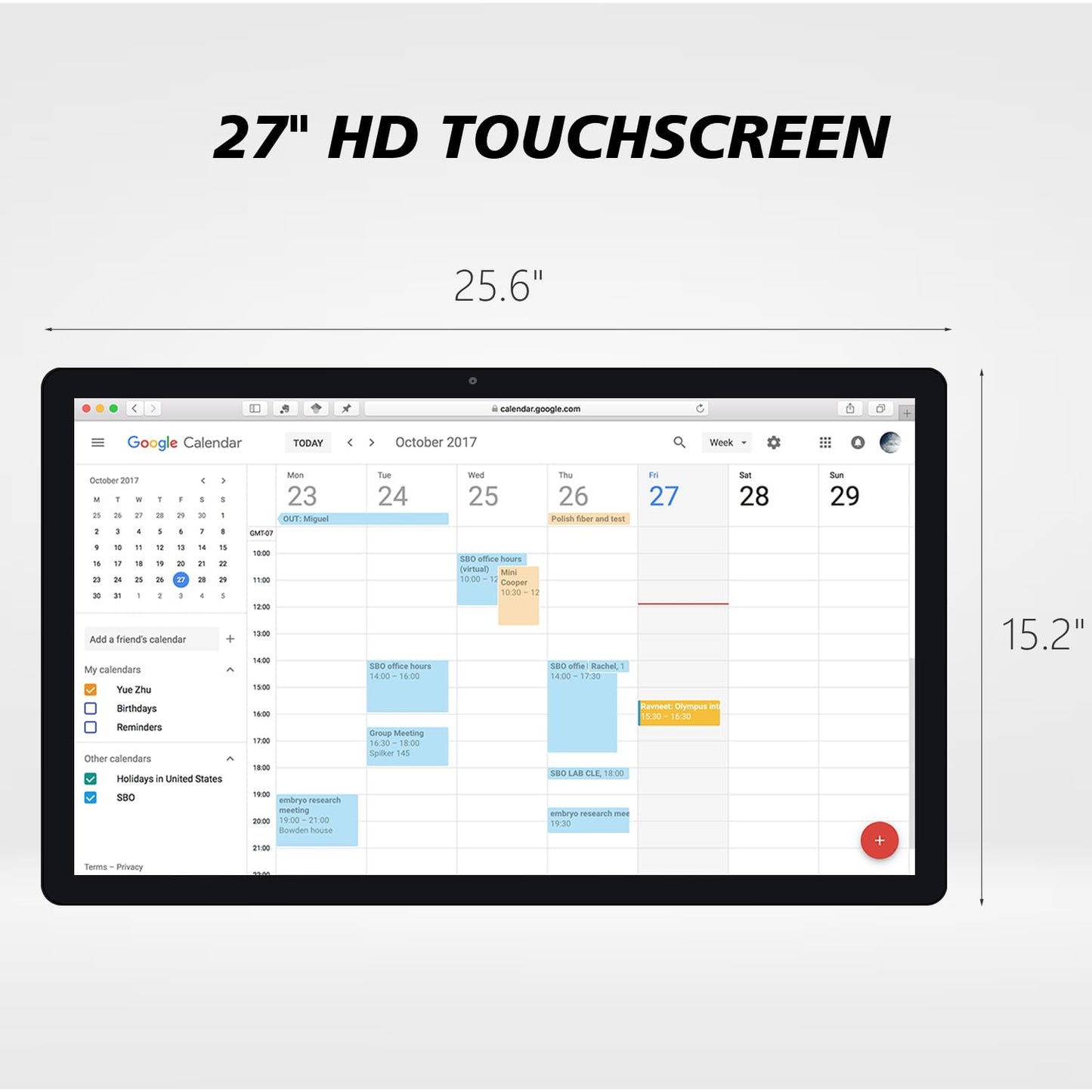 TouchWo 27 inches Touchscreen Digital Calendar & Wall Planners, Smart Whiteboard Calendar for Chore Chart & Work Schedule, Built in Speakers and Camera, Include Wall Mount & Desk Stand
