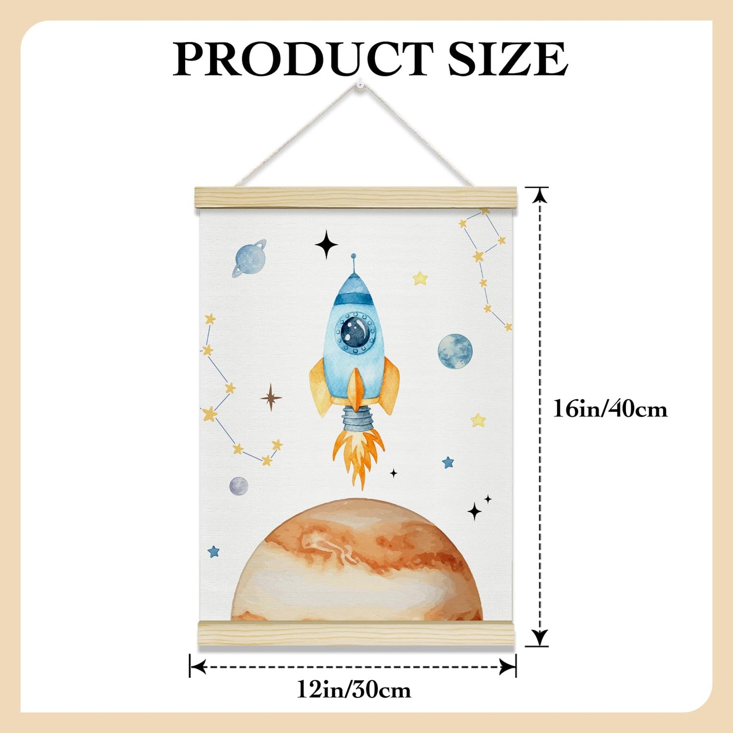 rizotus Solar System Plants Poster Hanger Frame Set of 2, Space Wall Art Posters for Kids Room, Hanger Frame for Boys Bedroom Classroom Toddler Nursery Playroom Wall Decor, 12x16 Inch -B02