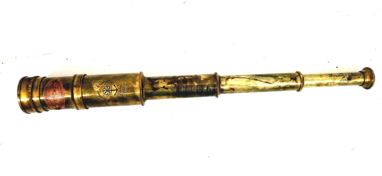 Scout Regiment Brass Telescope 19" London 1940 Broadhurt Clarkson Antique Replica Spyglass Scope High Resolution DF Lens Brilliant Magnification (Scout -19")