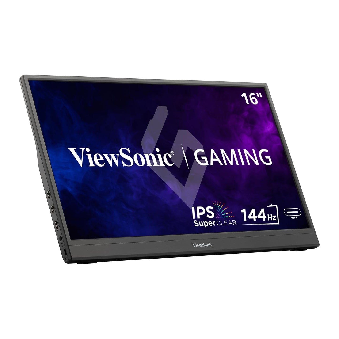 ViewSonic VX1654 16 Inch 1080p Portable Gaming Monitor, IPS Display with 144Hz for Smooth Mobile Workspaces and Fast-Action Gaming, Built-in Stand, 60W USB-C, and Mini HDMI Inputs