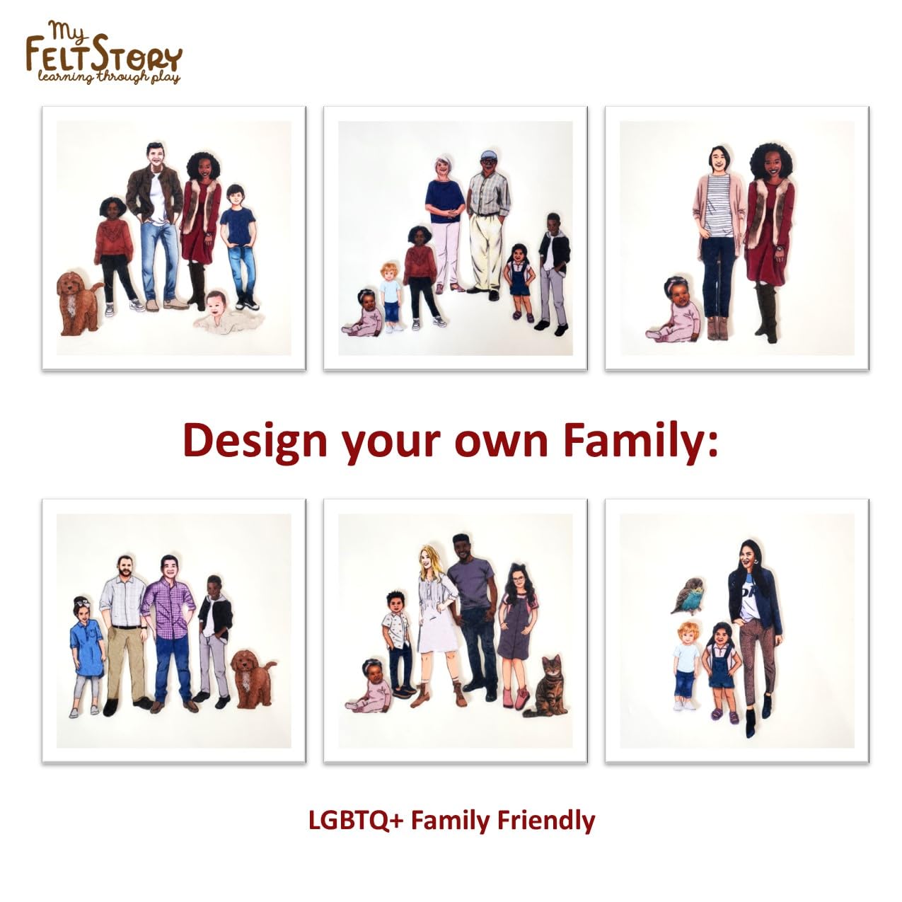 My Felt Story - My Multicultural Family Felt Set, 62 Precut Felt Pieces, for Social Stories and Learning