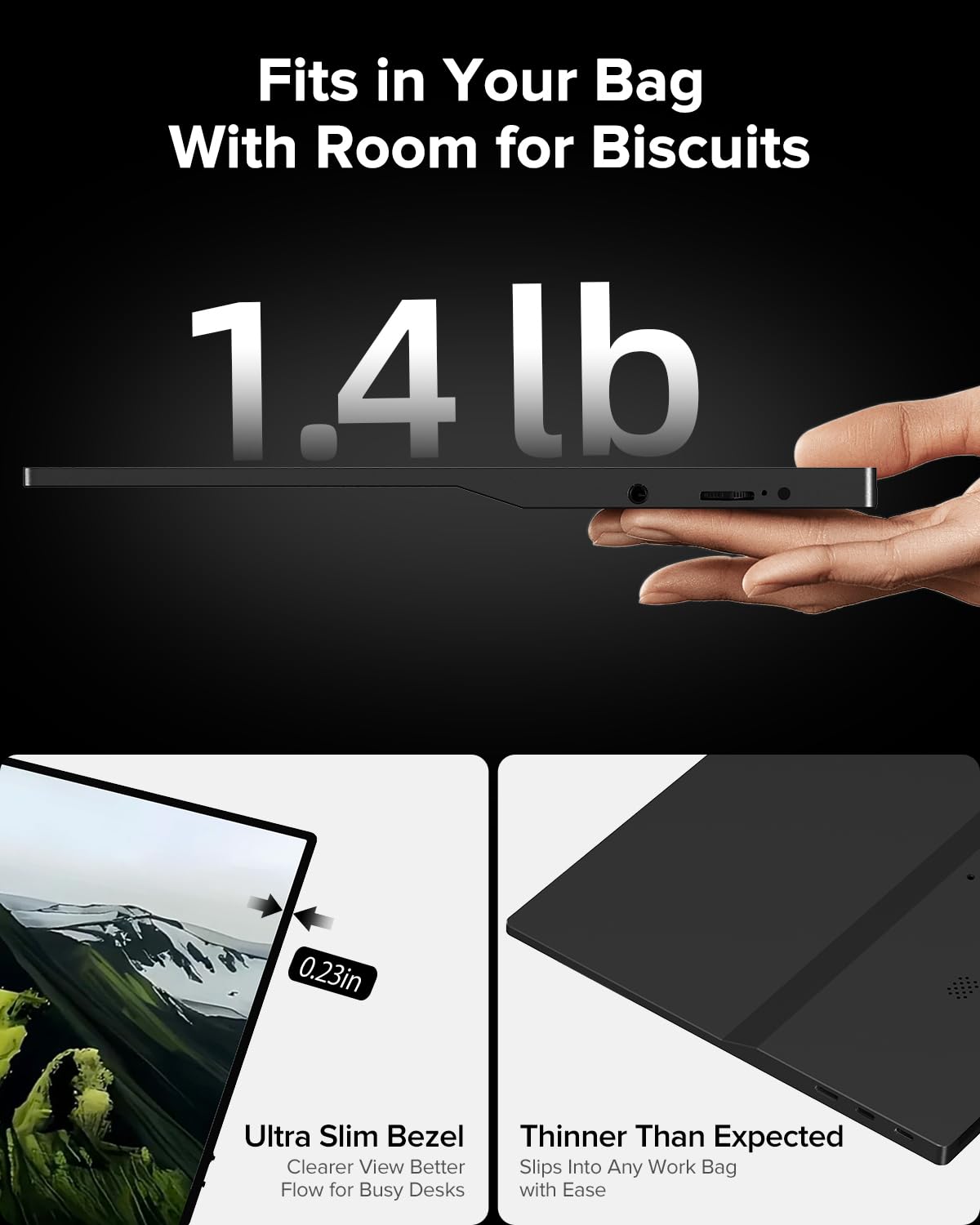 EVICIV Portable Monitor Touchscreen 15.6”, 125% sRGB 1080P IPS 10-Point Touch Screen Monitor, VESA & Case, MINI HDMI USB C, Ultra-Thin Travel Second Screen for Laptop, Computer, Game Consoles