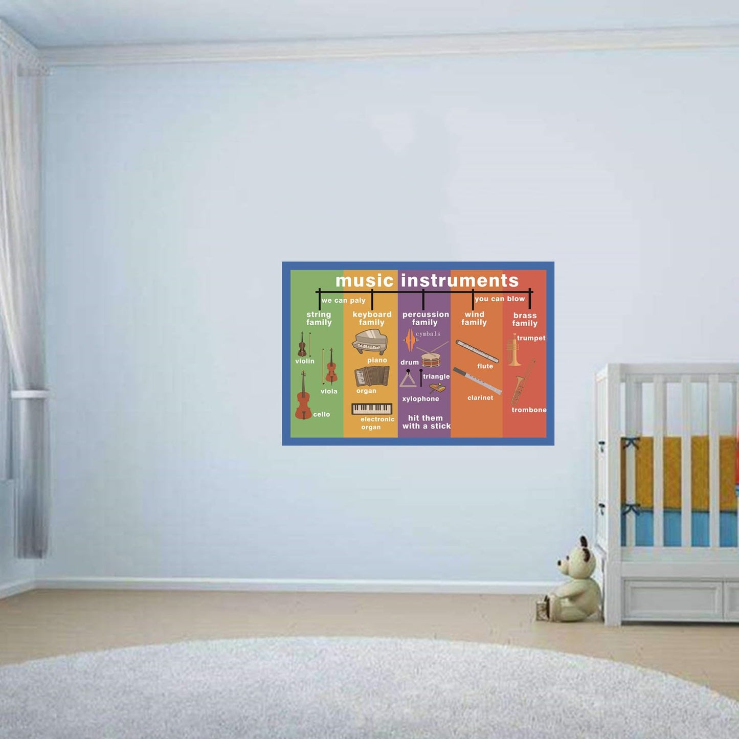 Music Instruments Mind Mapping| Educational Posters for Toddlers and Kids | English Teaching Aid Tool| Handy Wall English Charts Reference for Students| Great for School Classroom Décor(17x24in)