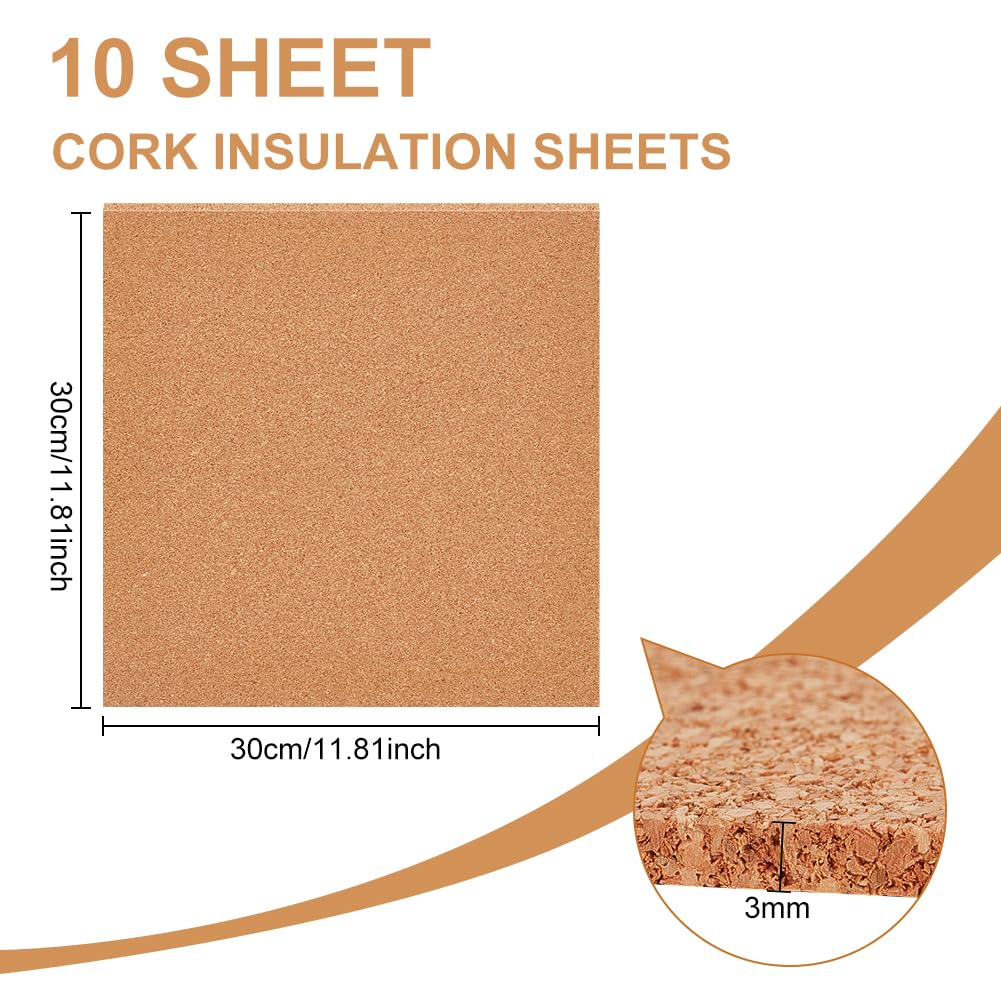BENECREAT 8 Pack 12x12 Inch Cork Board 3mm Thick Cork Board Tiles Square Cork Tiles Coaster Cork Sheets Tiles for Bulletin Boards, Wall Decoration, DIY Crafts