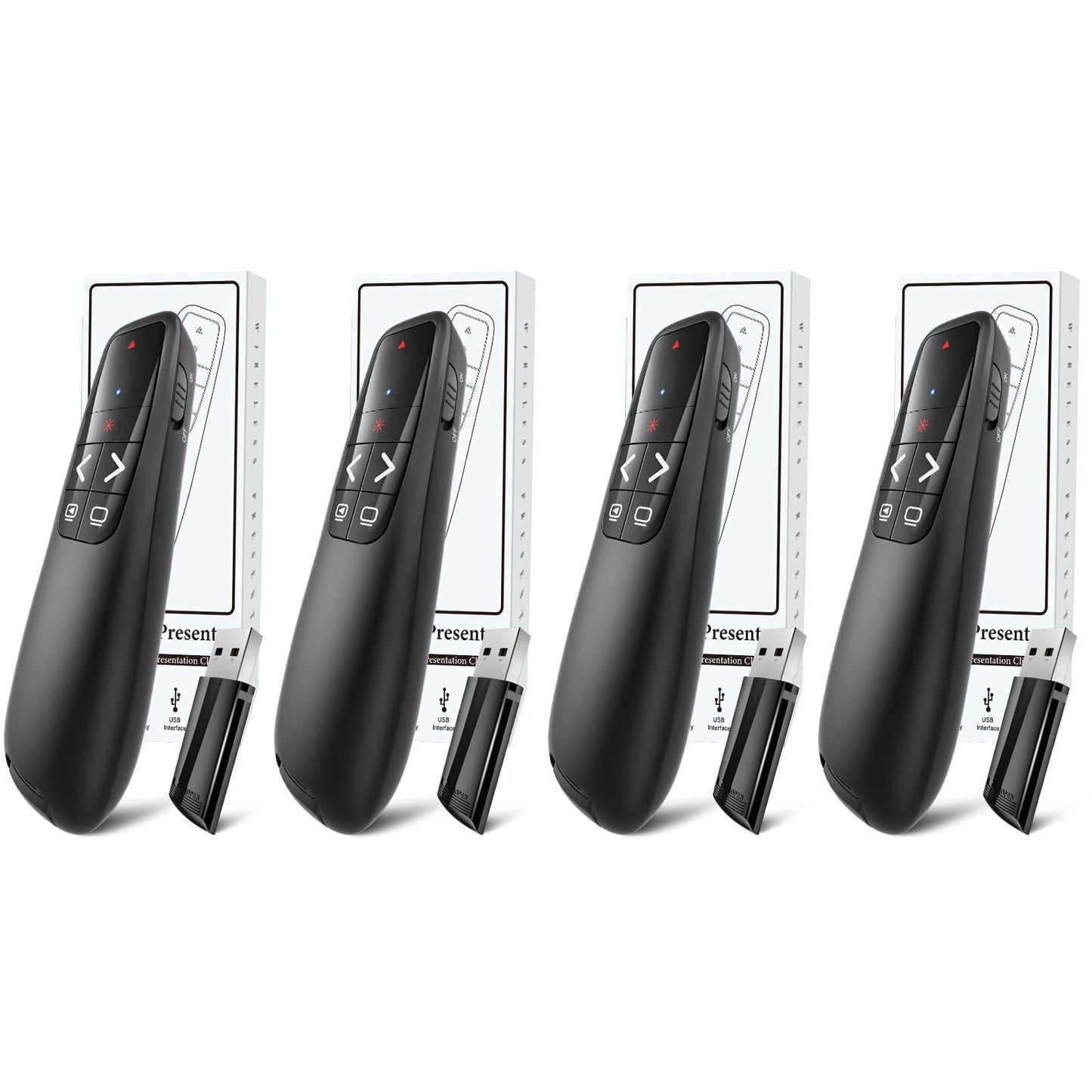 (4 Units) Wireless Presenter Remote, Clicker for Laptop PowerPoint Presentations Pointer, RF Computer Clicker for Presentations Remote, Slideshow/Smartboard/College/Classroom/PPT Clicker