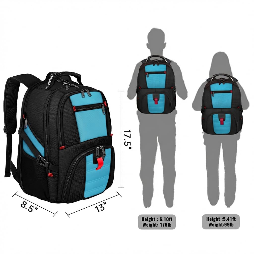 YOREPEK Large Backpack for Men, Extra Large Laptop Backpacks for Men Women, Water Resistant Travel Backpack Airline Approved Business Work Bag Fits 17 Inch Computer, Black