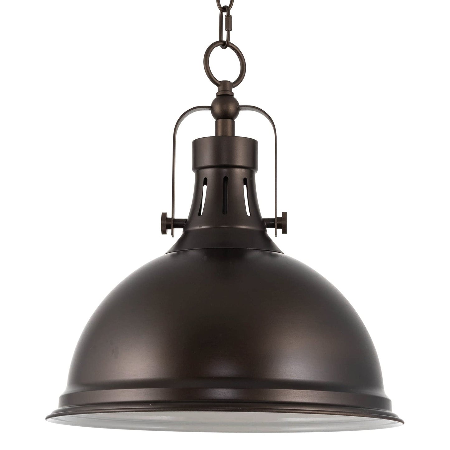 Kira Home Belle 14in Industrial Pendant Light, Adjustable Height, Oil Rubbed Bronze, Metal, Model RVY-CP6344-1-OB