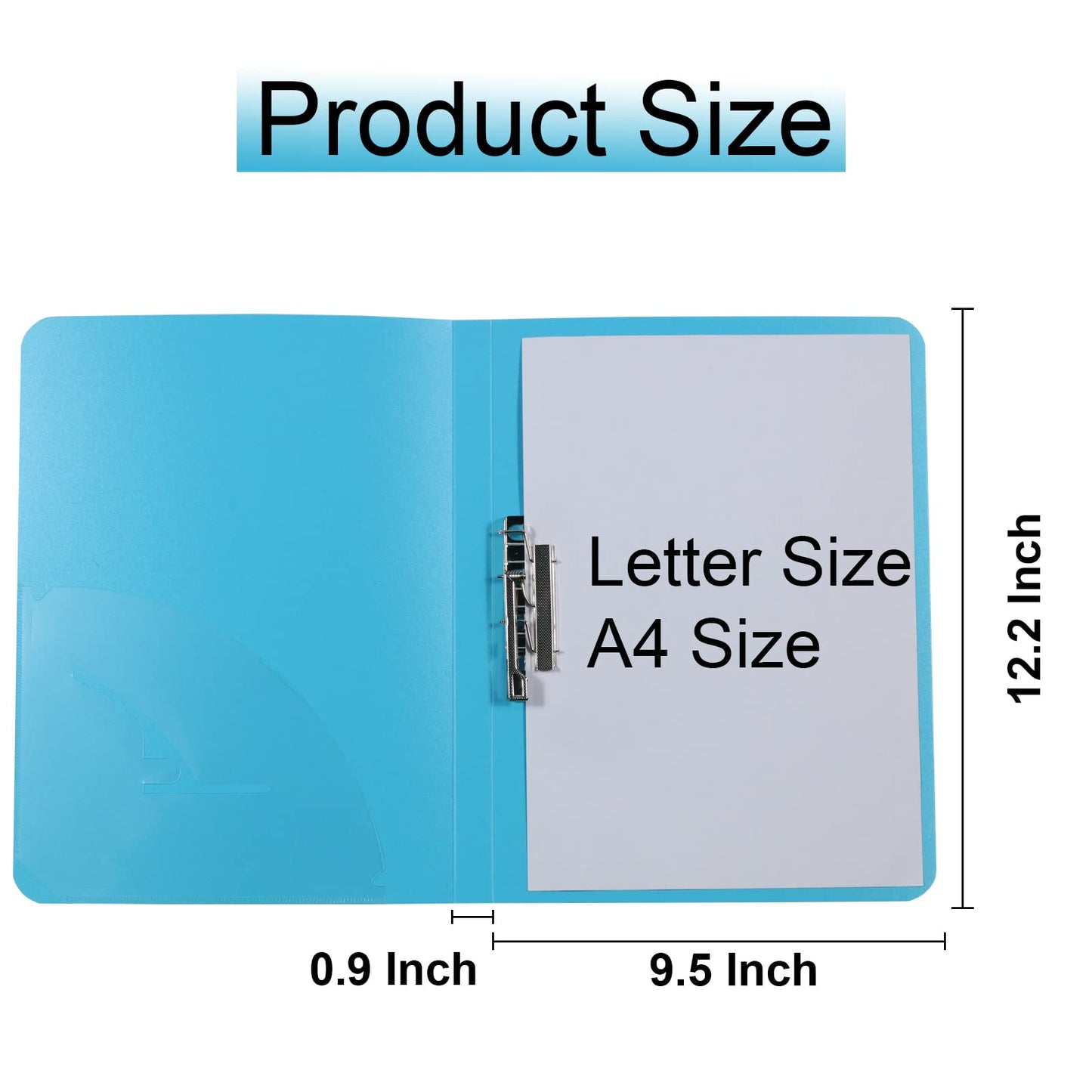 Acocony Punchless Binder with Clamp Letter Size Punchless Clamp Binder 8.5 x 11 Report Covers Plastic Watery Blue Pack of 6