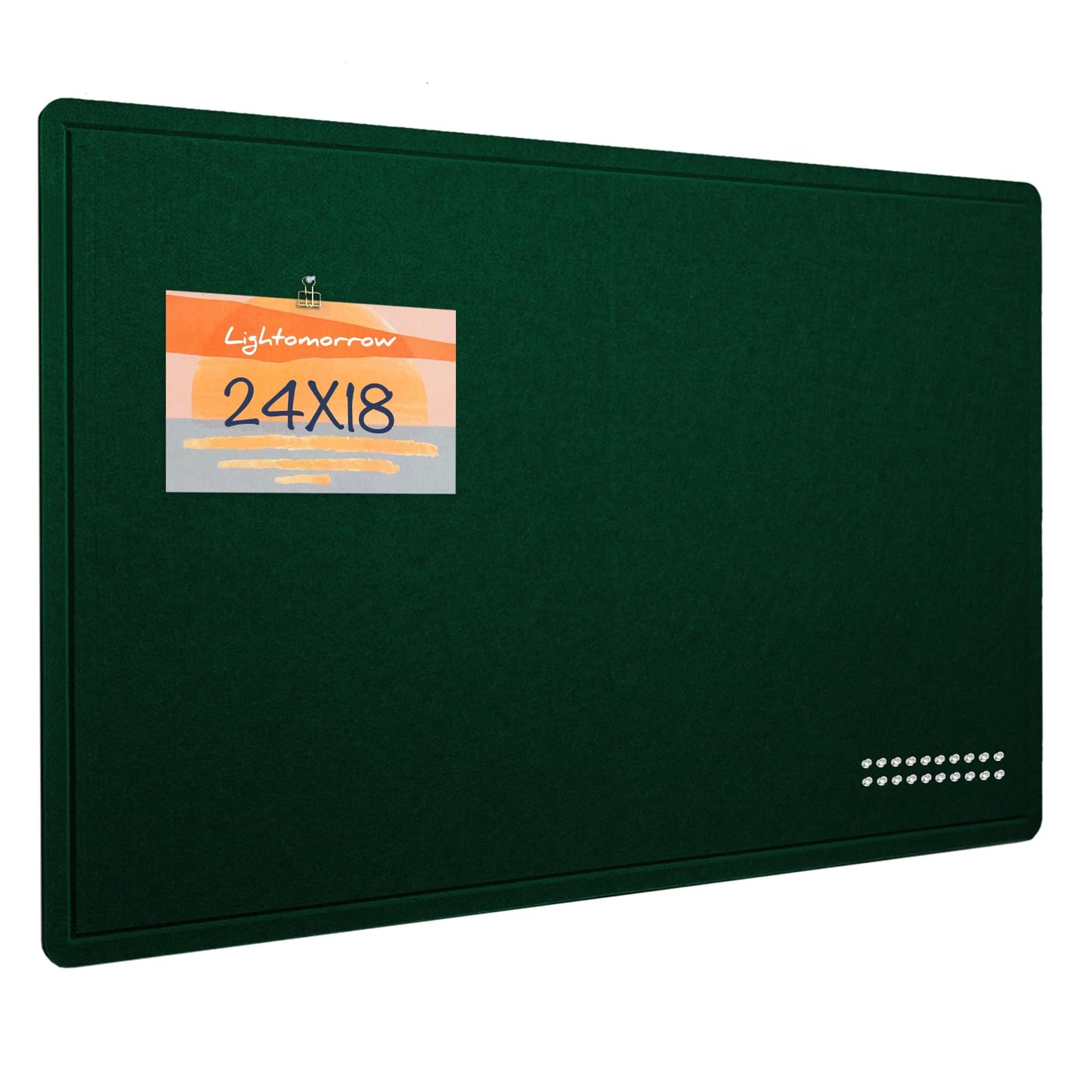 Bulletin Board, 24 x 18 inches Felt Board Decorative Pin Board, Cork Board Alternative for Wall, Foldable Photo Board Self-Adhesive Vision Board Mood Board with 20 Pushpins - Dark Green
