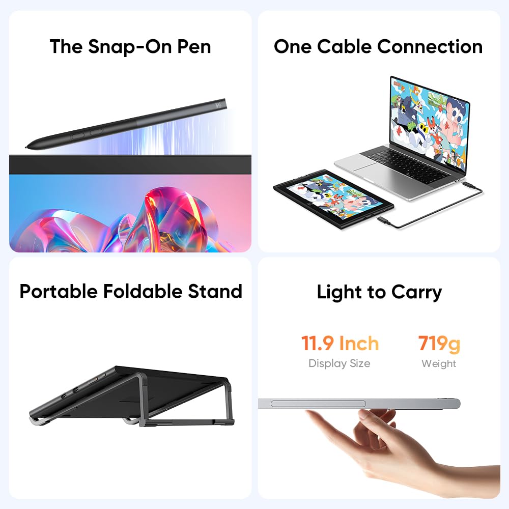 XPPen Artist 12 3rd 11.9" Drawing Tablet with Screen | X4 Pen 16K Pressure | Dial Wheels+8 Keys | AG Etched Glass Portable Art Drawing Tablet Compatible with Windows/macOS/Android/ChromeOS/Linux