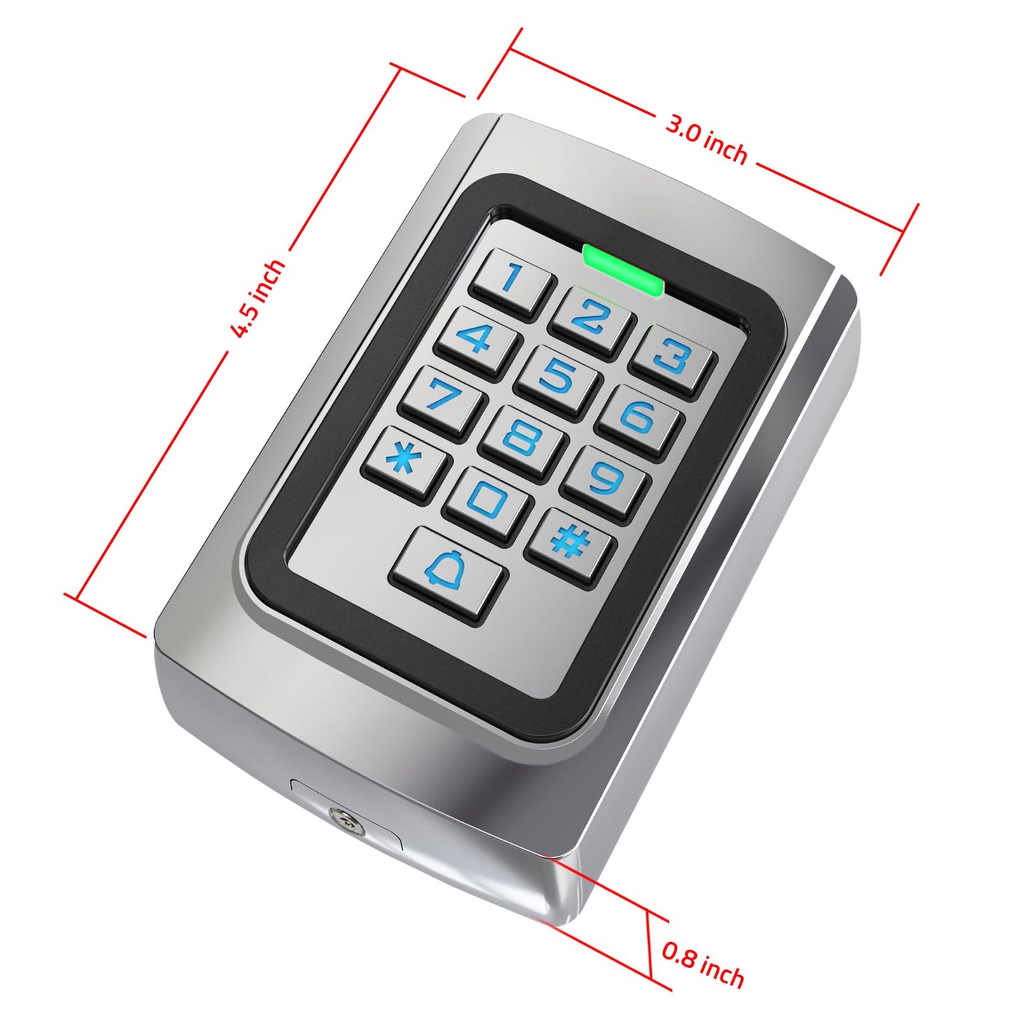 WiFi Access Control Keypad, 12V DC Wireless WiFi TUYA Door Keypad, PIN Code & ID Card Metal Key pad, IP68 Waterproof, 2000 Users, for Garage Door, Gate Opener and Access Control Systems