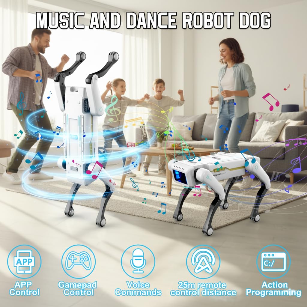 EVADA Robot Dog Smart - Interactive STEM Pet with Voice Control, 30+ Actions & APP Programming, Durable Design for Kids Age 6+ (Compatible with iOS/Android)