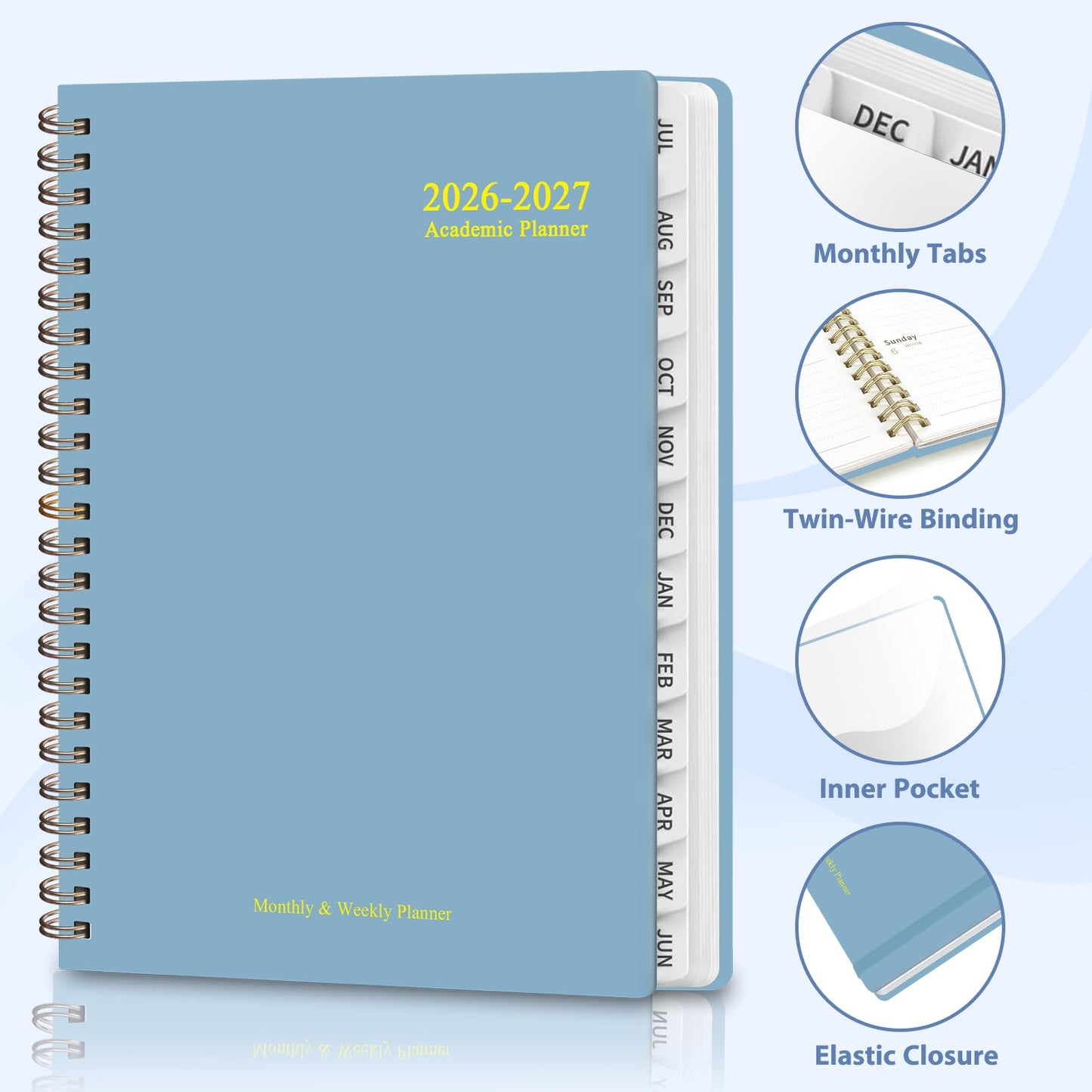 Planner 2026-2027, Weekly and Monthly Academic Planner, July 2026 - June 2027, Hardcover Calendar Agenda Book for School Year Planning, School Supplies for Teacher and Student, Letter Size(8.5'' x 11'')