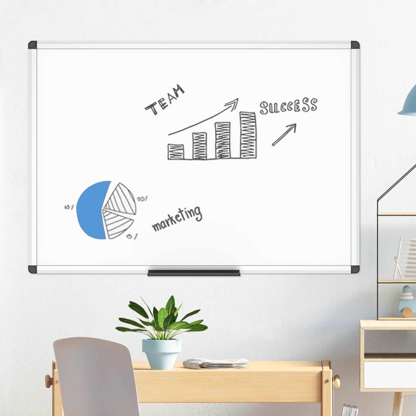 VIZ-PRO Dry Erase Board/Non-Magnetic Whiteboard, 48 x 36 Inches, Wall Mounted Board for School Office and Home