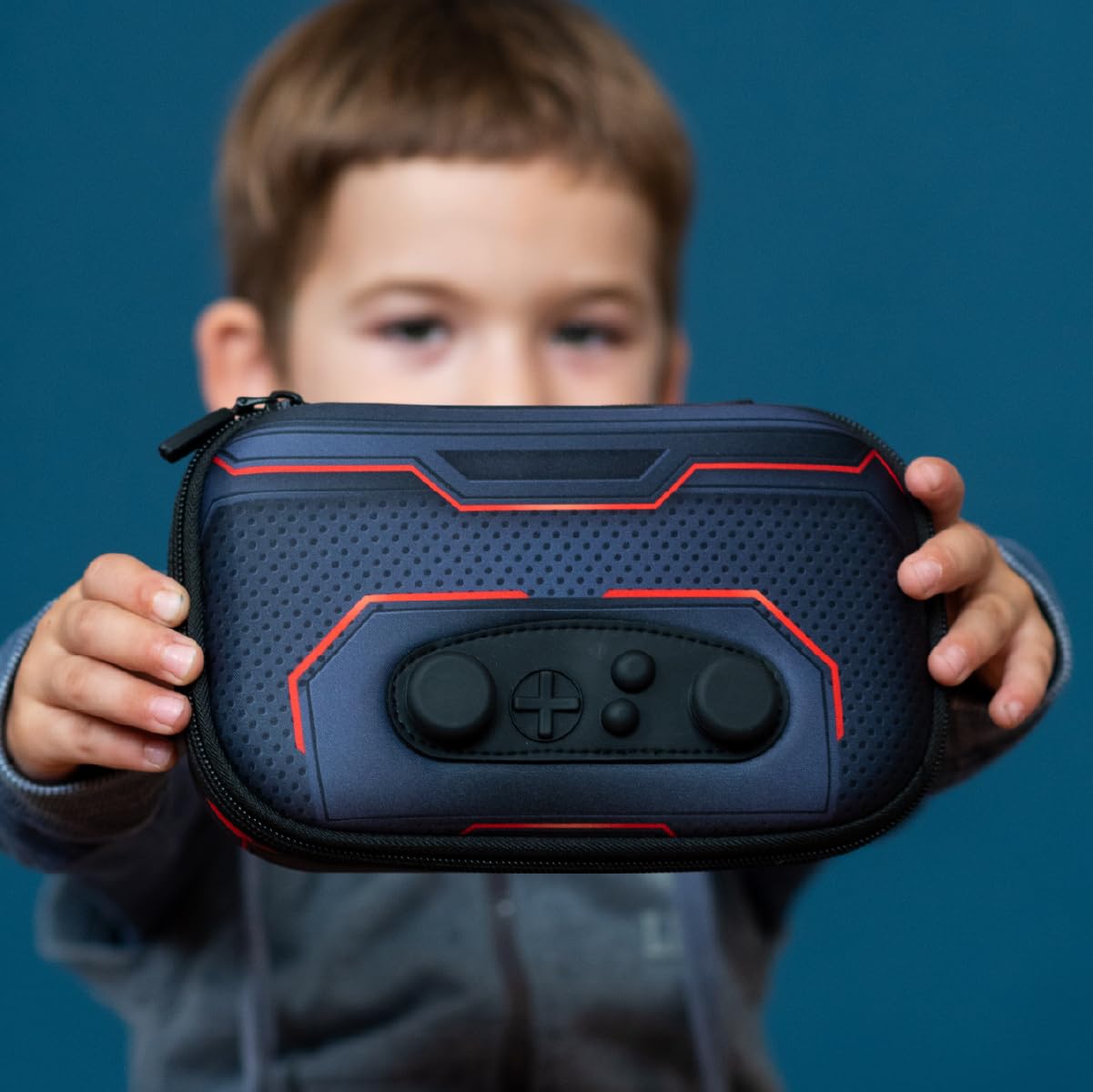 ZIPIT Gamer Pencil Case for Boys, Durable Pencil Box for School, Large Capacity Stationery Organizer Box, Black