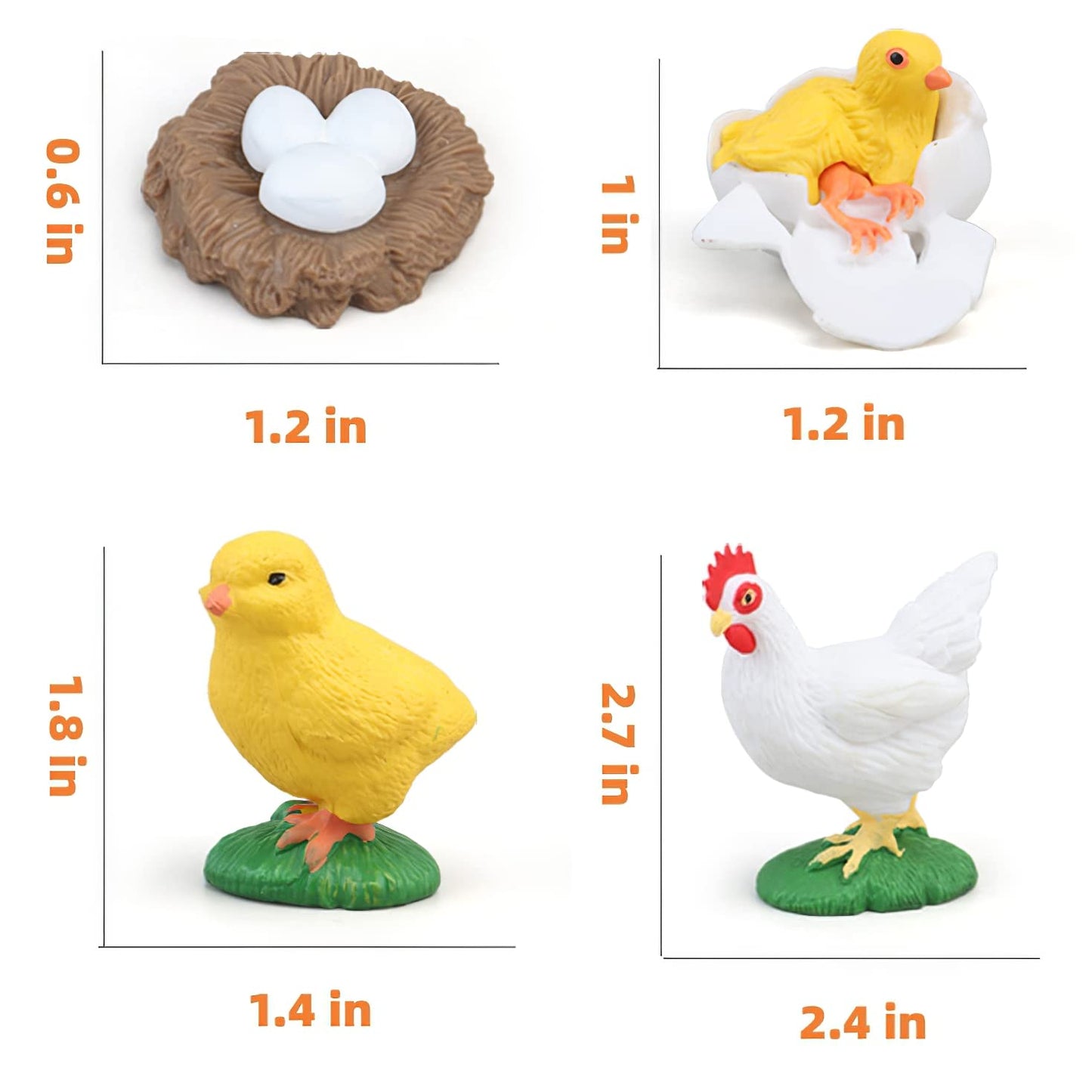 MIKNEKE Montessori Chicken Life Cycle with Flash Cards, Realistic Animal Figurines Toy, Animal Educational Matching Game for 3+ Year Old Toddlers Kids (Cock)
