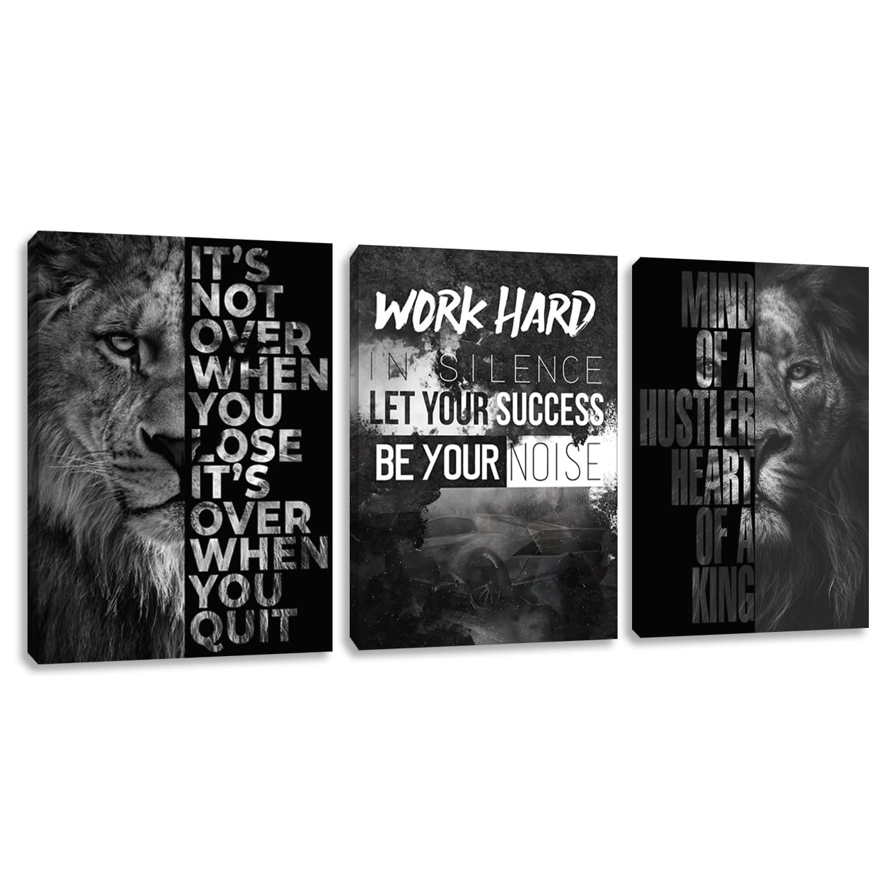 Motivational Quotes Wall Art Lion Canvas Art Inspiring Entrepreneur Success Motivational Wall Decor Inspirational Lion Poster Prints Framed Wall Art Posters Office Decor(36''Wx 16''H)