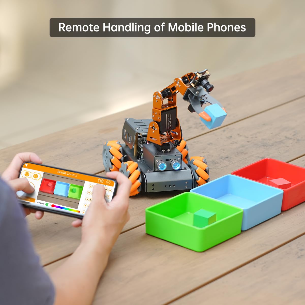 MasterPi 5DOF Robotic Arm for RaspberryPi 5 AI Vision Tracking Target Sorting Line Follow Open Source Programming Smart Robot Car Kit for Teen Adult STEM Educational Building Robot, RPi Not Included
