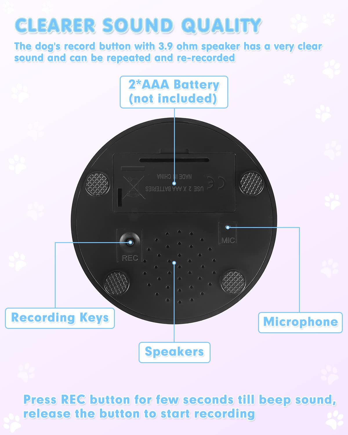 Acools Dog Buttons for Communication, 4 Dog Talking Button Set, Speaking Buttons for Cats and Dogs, 30s Voice Recordable Pet Training Buzzer with Waterproof Dog Activity Mat and 48 Scene Stickers