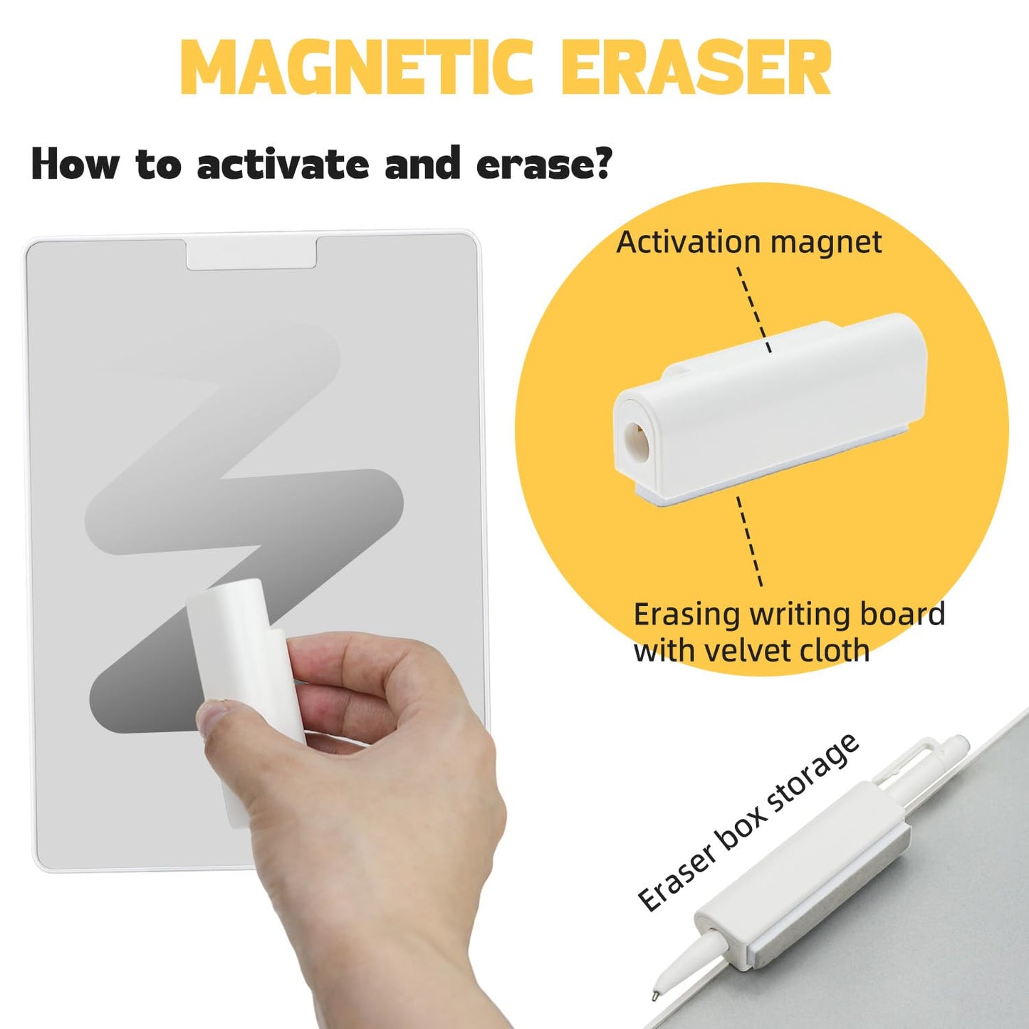 Portable Note Pad with Magnetic Pen & Eraser for Office Desk, Home, & School - Eco-Friendly Paperless Solution for Students Classroom Teacher Supplies