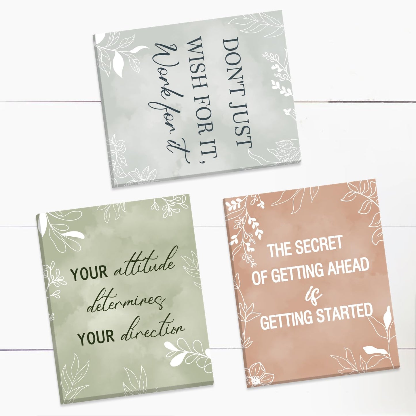 CHDITB Motivational Canvas Wall Art, Inspirational Quotes Wall Decor, Boho Botanical Artwork Uplifting Aesthetic Framed Posters, Positive Affirmation Prints For Office Bedroom Living Room Decor 8”X10”