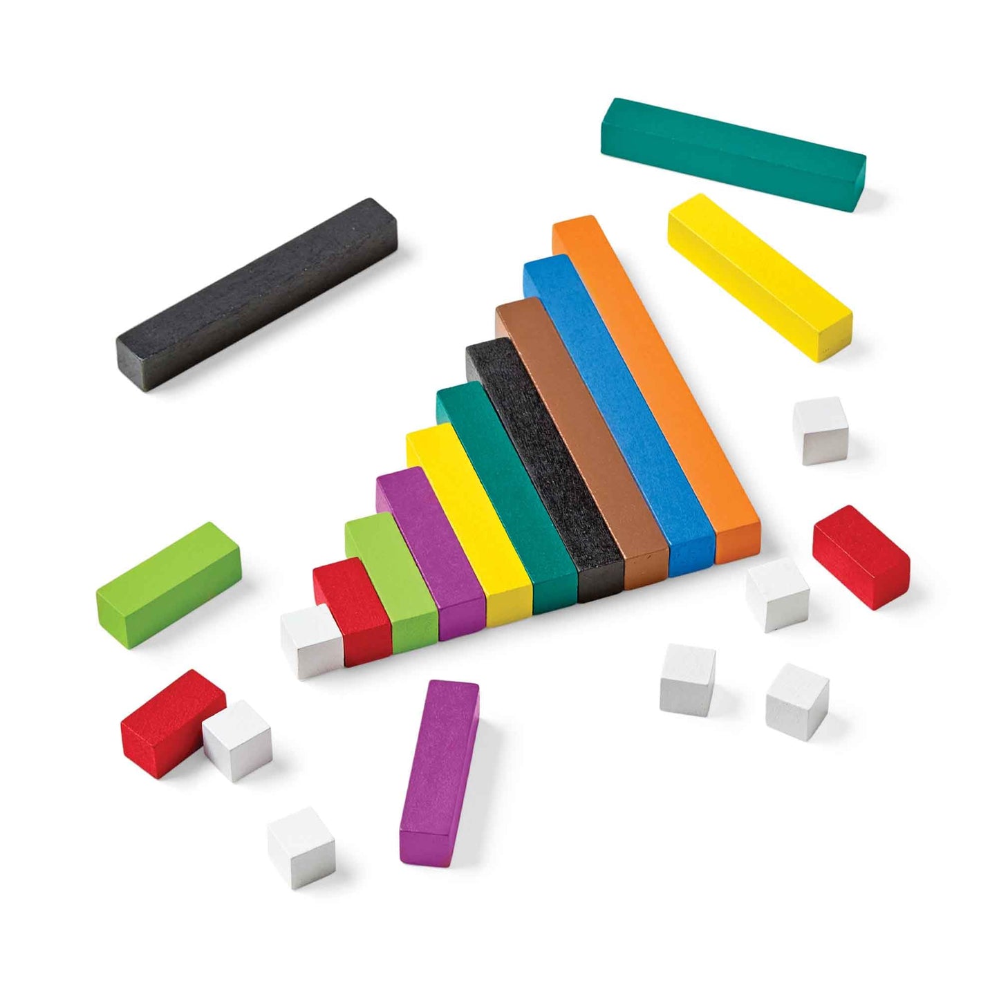 hand2mind Wood Cuisenaire Rods Individual Set, Fraction Bars, Montessori Number Rods, Counting Blocks, Math Manipulatives, Math Teacher Supplies, Kindergarten Homeschool Supplies (Set of 74)