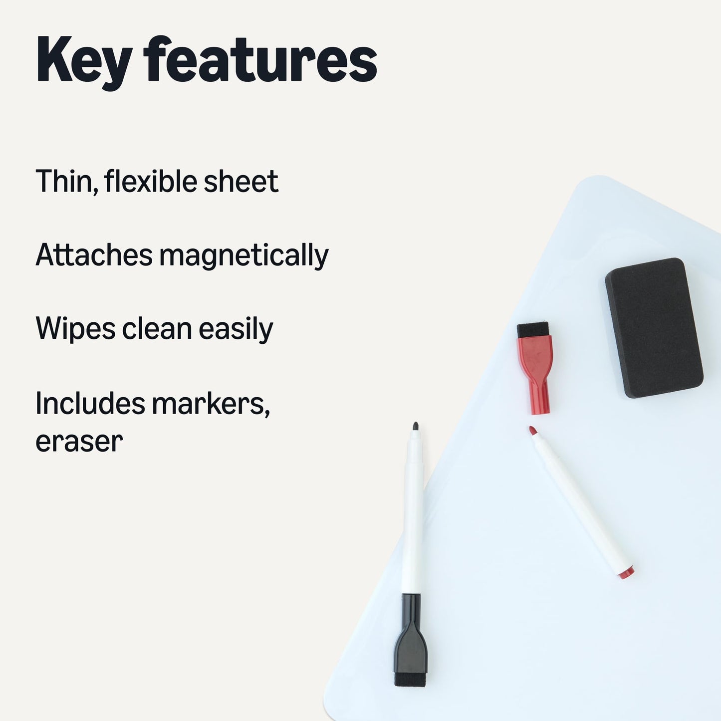 Amazon Basics Magnetic Dry Erase Board for Fridge, Whiteboard Sheet, 20" x 13", with 2 Markers and Eraser