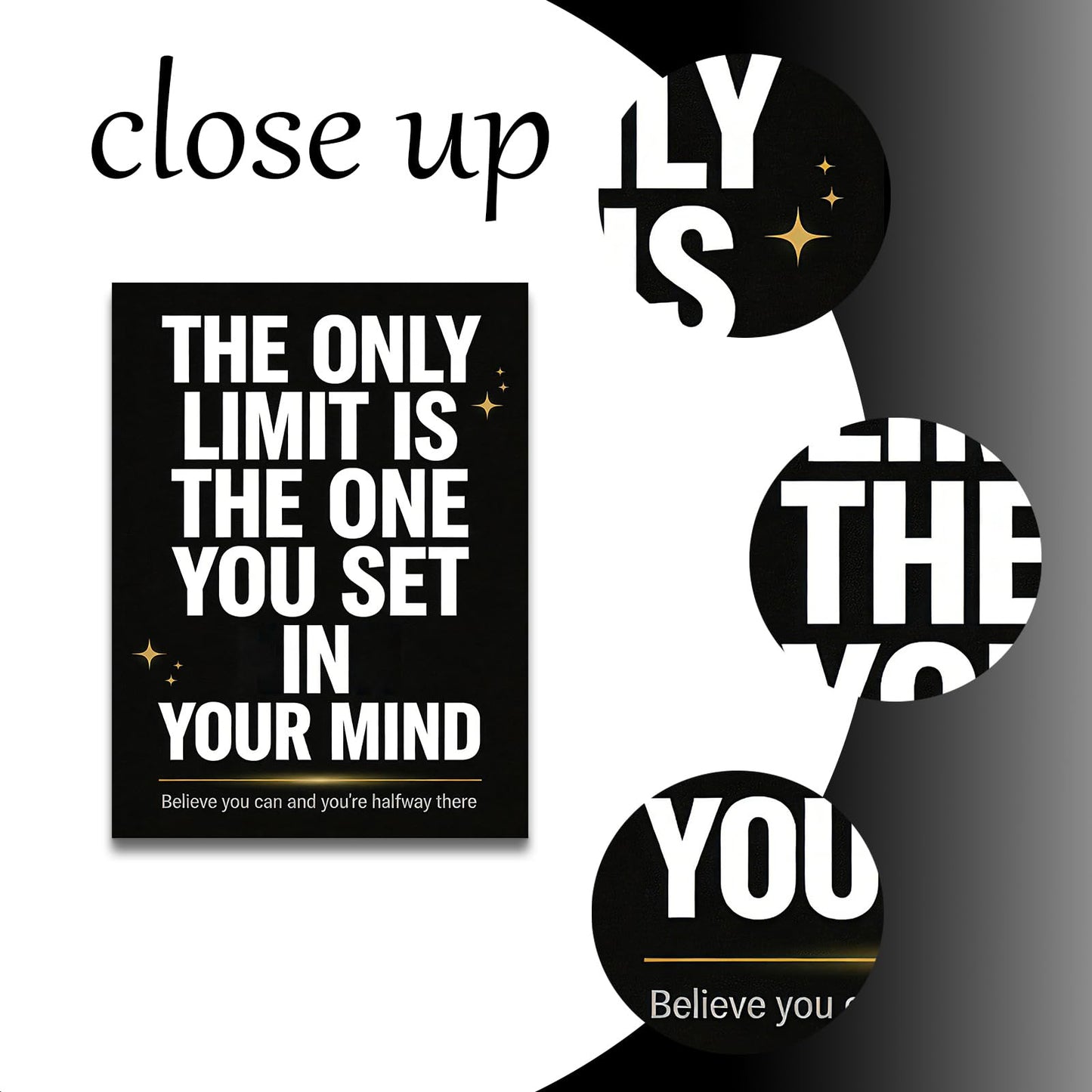 YSPCSUN Inspirational Wall Decor The Only Limit is Your Mind Positive Quotes Office Wall Art Canvas Print Framed Motivational Posters for Entrepreneurs Study Room Gym Fitness Decor, 24x18 Inch