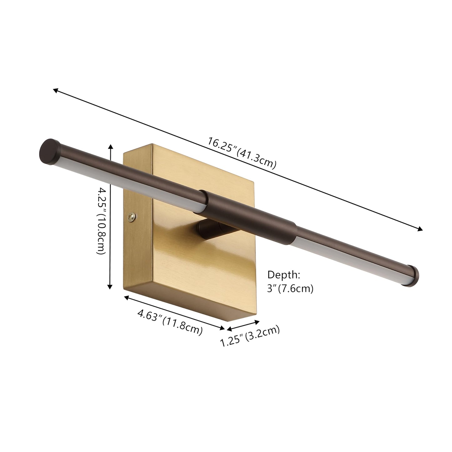 JONATHAN Y Modern Minimalist Wall Sconce, Dimmable LED, Metal, 16.25in, Oil Rubbed Bronze/Brass Gold, Model JYL7039F