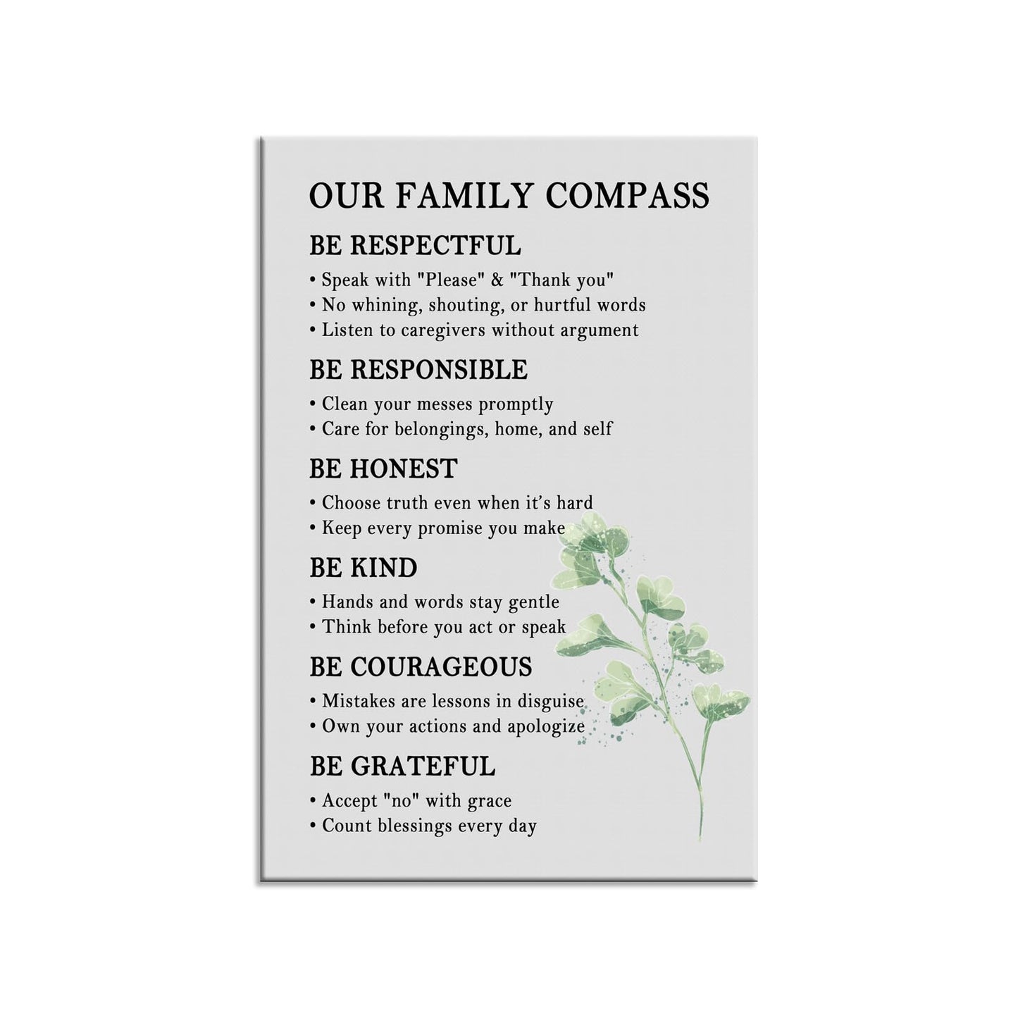 Our Family Compass Quote Canvas Wall Art House Rules Sweet Home Wall Decor for Living Room Decoration Family Sign Poster Picture Artwork Print for Home Bedroom Framed Ready to Hang [12''W x 18''H]