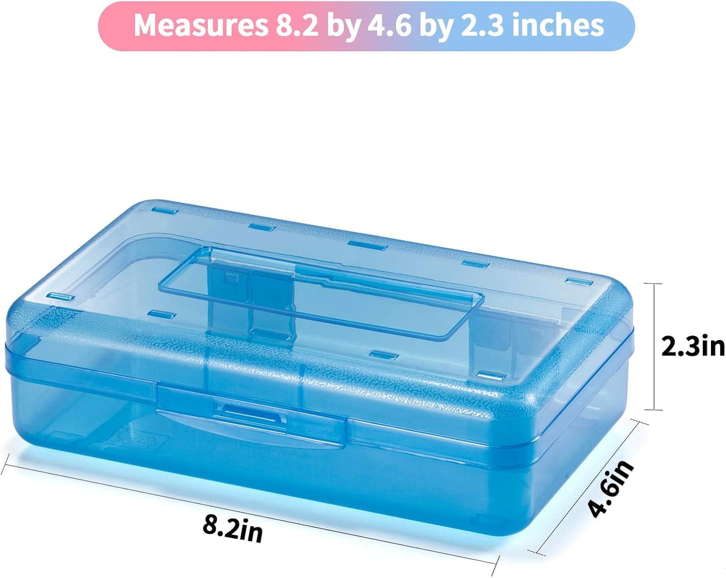 Sooez 3 Pack Pencil Case, Large Hard Pencil Box Bulk, Clear Crayon Box Marker Pen Organizer, Plastic Storage Container with Snap Lid, Stackable Art Craft Organizer Back to School Supplies