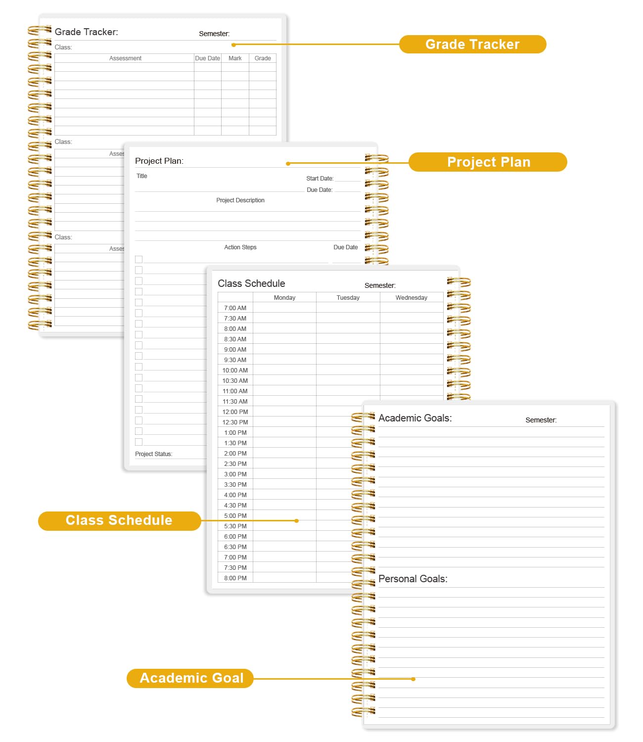 Academic Planner for 2026-2027 or Anytime - Undated Weekly Student Planner For Homeschool, High School, College & Nursing Students, 200 Pages, 8.5" x 11", Blue