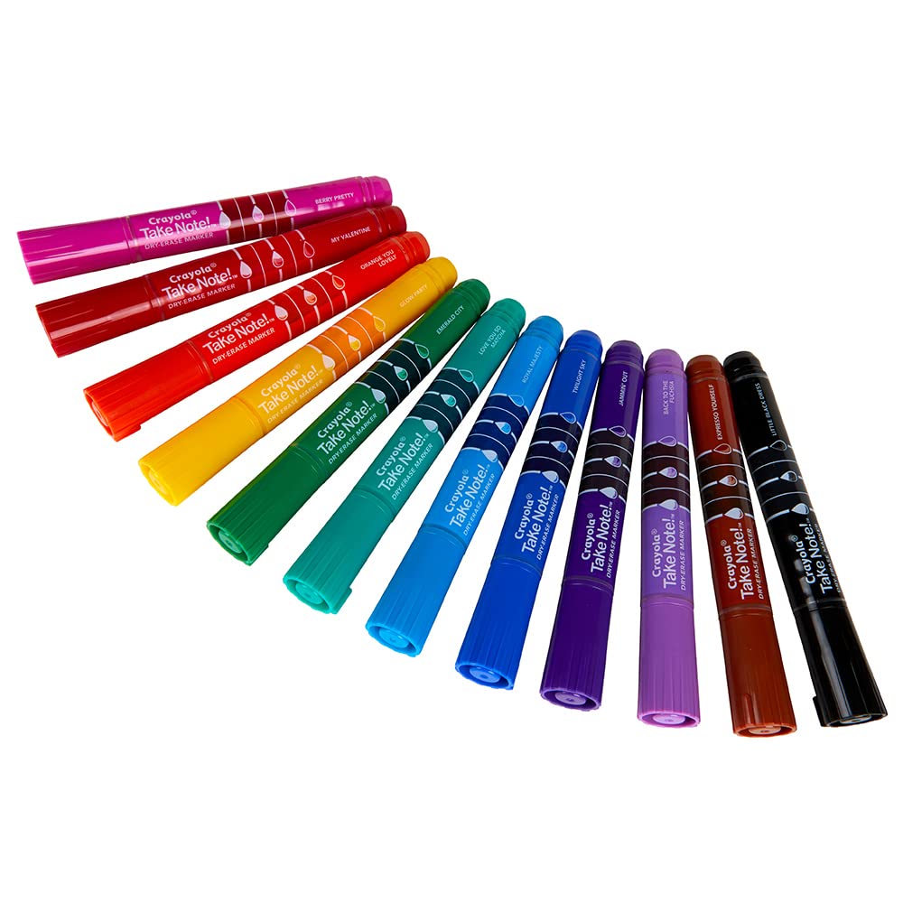 Crayola Take Note Dry Erase Markers for School (12ct) Teacher Classroom Supplies, Chisel Tip Whiteboard Markers, Must Haves