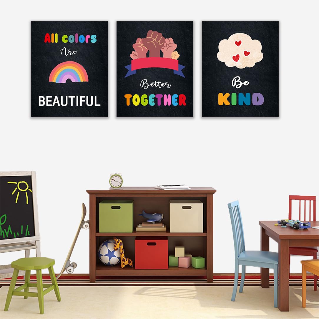 Diversity for Classroom Decorations Canvas Wall Art Decoration,Kindness Diversity ,Teacher for Elementary Classroom DecorLiving Room Canvas Wall Art,Home Deco,Tabletop/Hanging，6-pack(29 x 38 cm) framed