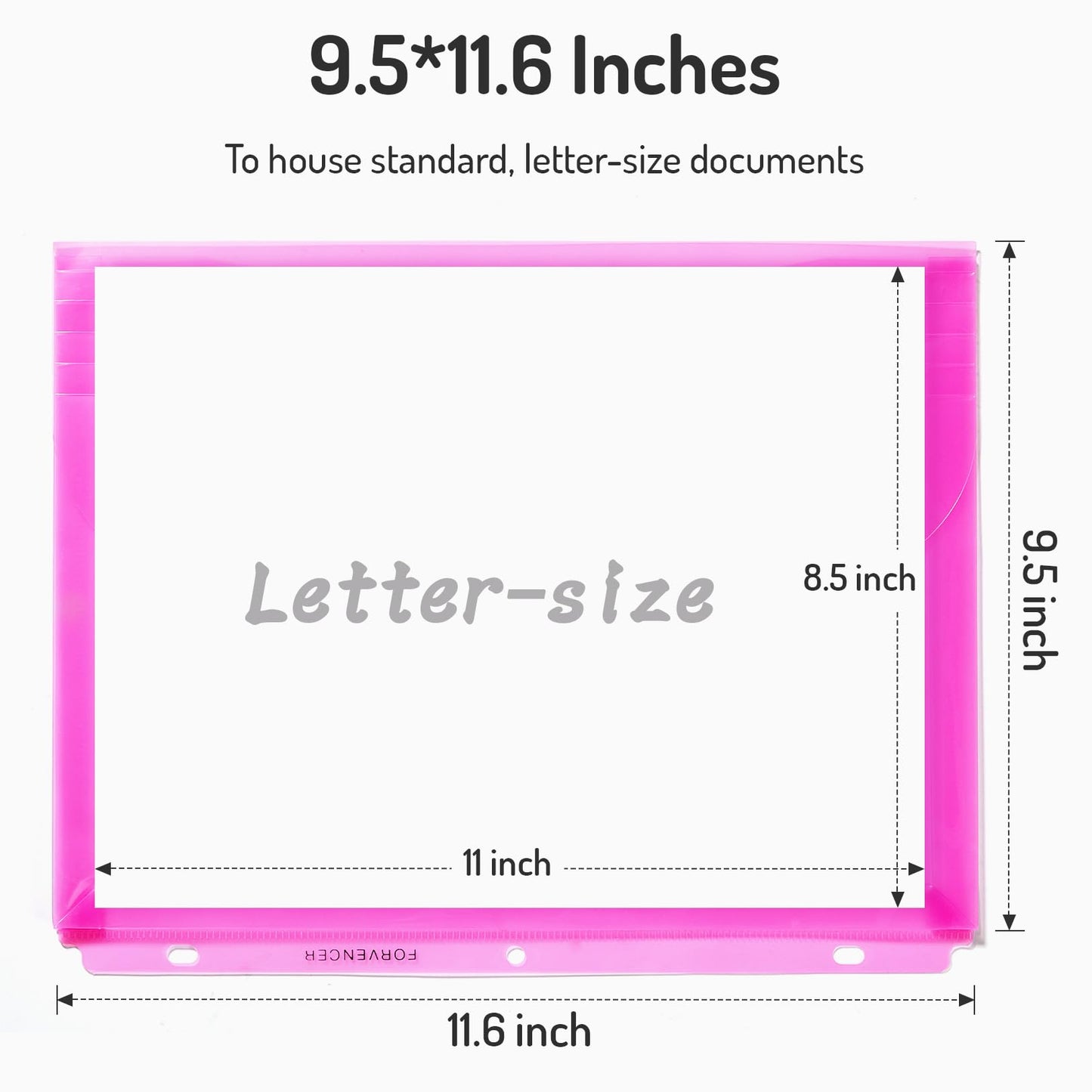 Forvencer Binder Pocket, 4X Regular Capacity, 10 Pack Super Heavyweight Plastic Folders with Tight Closure, Folders with Pockets Side Loading, Binder Organizer, Binder Dividers, Letter Size, Extended