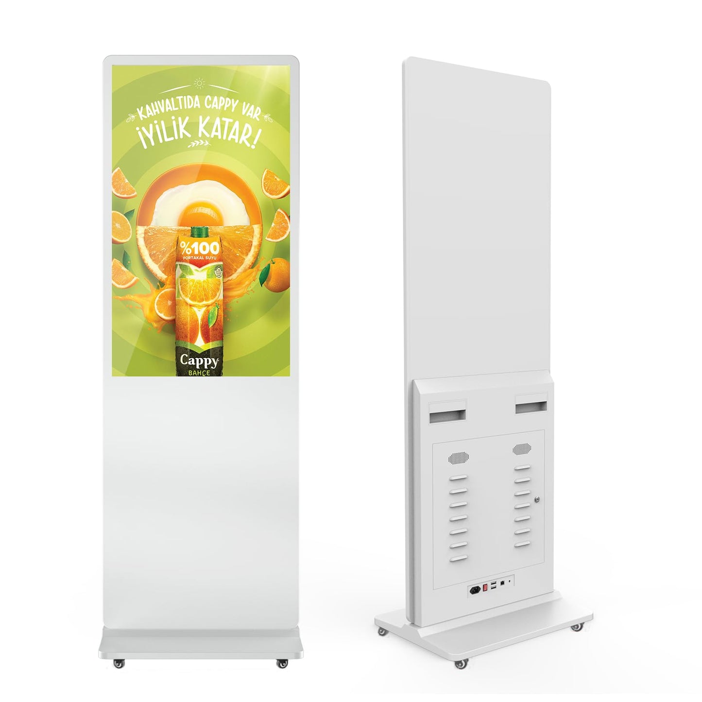 QIXZOCV MWE 54 Inch Digital Signage Displays, LCD Screen Advertising Kiosk with Custom Service, Indoor Floor Standing Commercial Totem, Android System Vertical Poster with Auto Media Player-White
