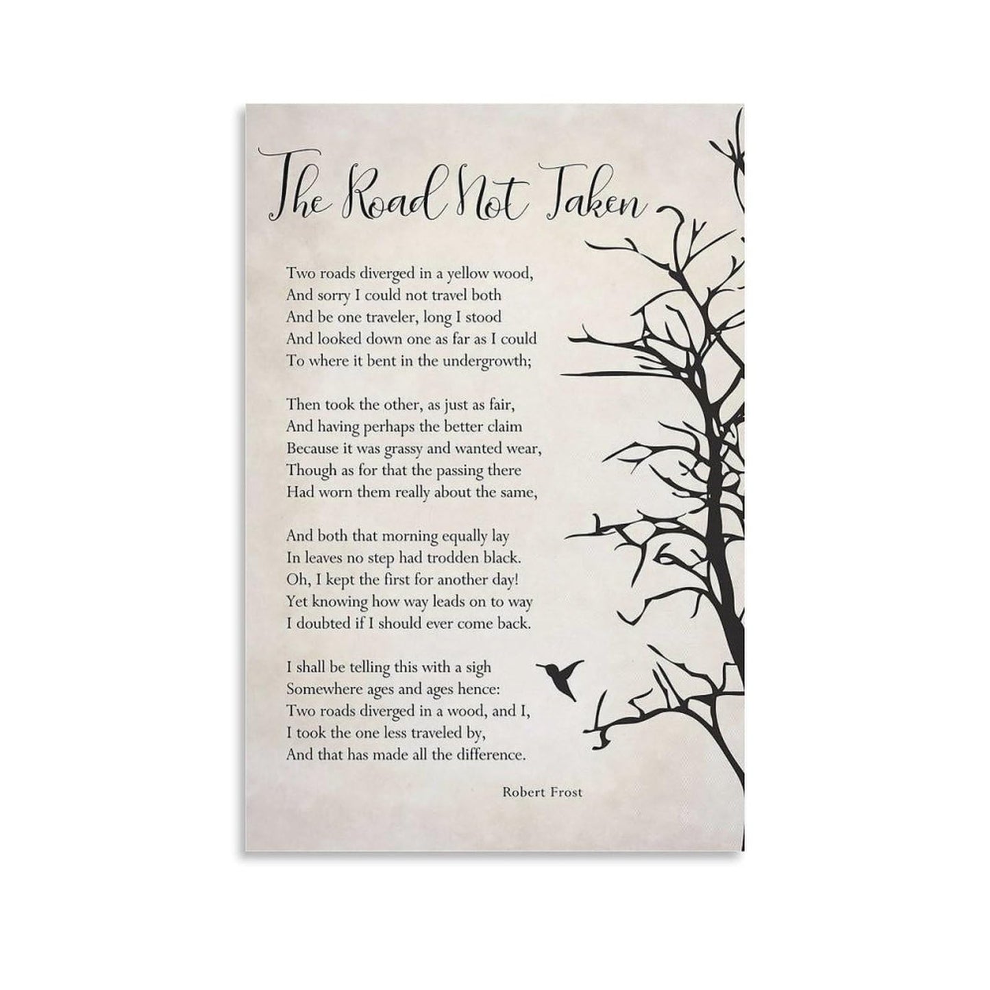 JHXNJDPOST The Road Not Taken Poster Poem Canvas Wall Art Aesthetic Decorative Painting Living Room Restaurants, Pool Halls And Hotelsstyle-5 16x24inch(40x60cm)
