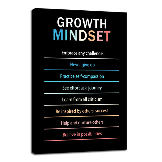 Inspirational Canvas Wall Art Growth Mindset quote Motivational Canvas Life Learning Poster Prints Framed Wall Art for Gym Inspiring Modern Home Wall Decor Framed Ready to Hang [24''W X 36''H]