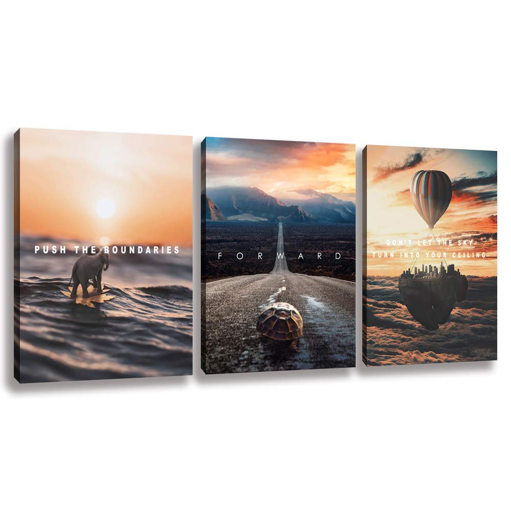 Halioyo Motivational Posters Canvas Painting Inspirational Wall Art Entrepreneur Quote Office Wall Decor Picture Artwork for Living Room Bedroom Home Decoration,12inch x16inch x3pieces