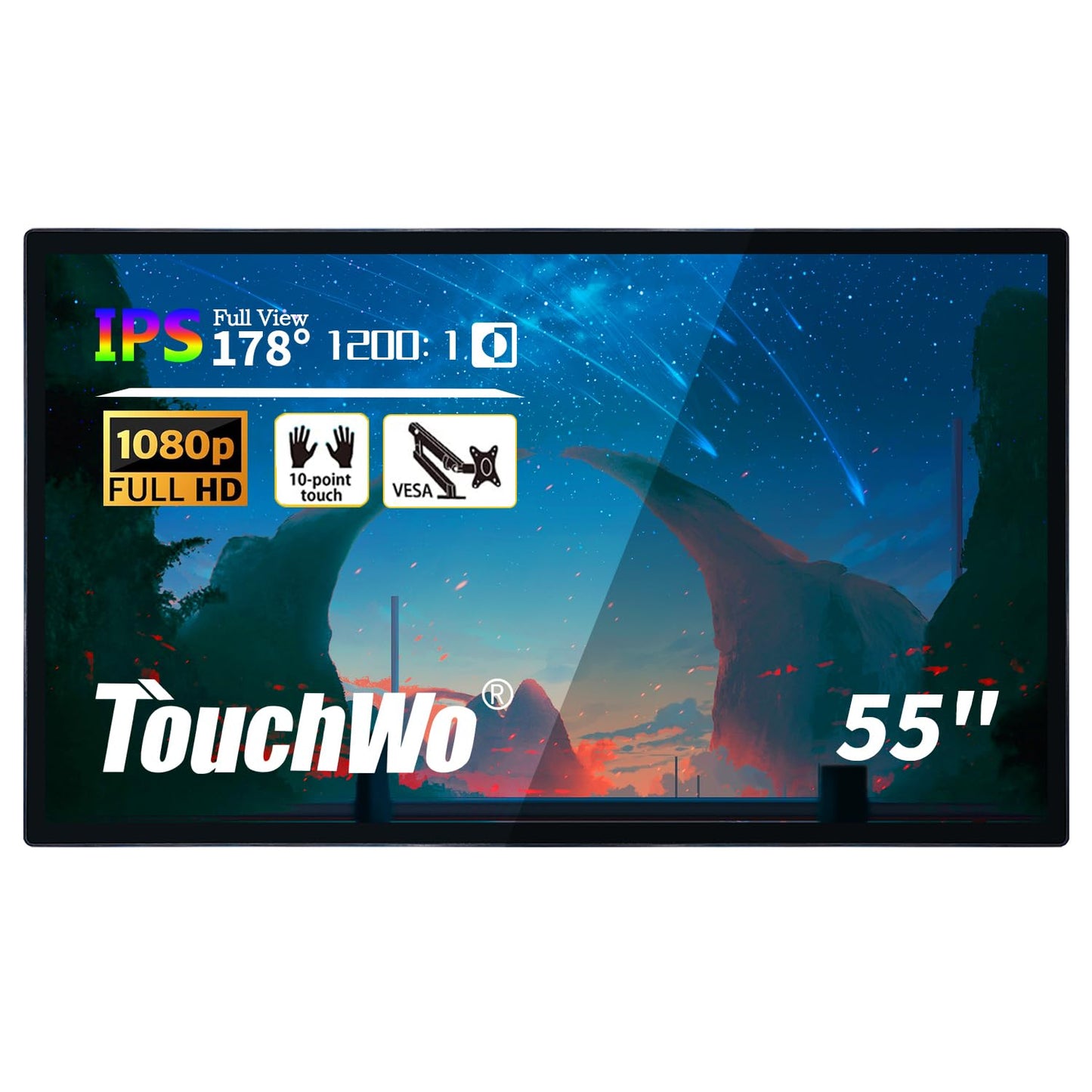 TouchWo 55" Interactive Touchscreen Monitor, Smart Board FHD 1080P Display with Wall Mount, Android 11 Smart Touch Screen Presentation Electronic Whiteboard for Office & Classroom, RAM 4G & ROM 32G