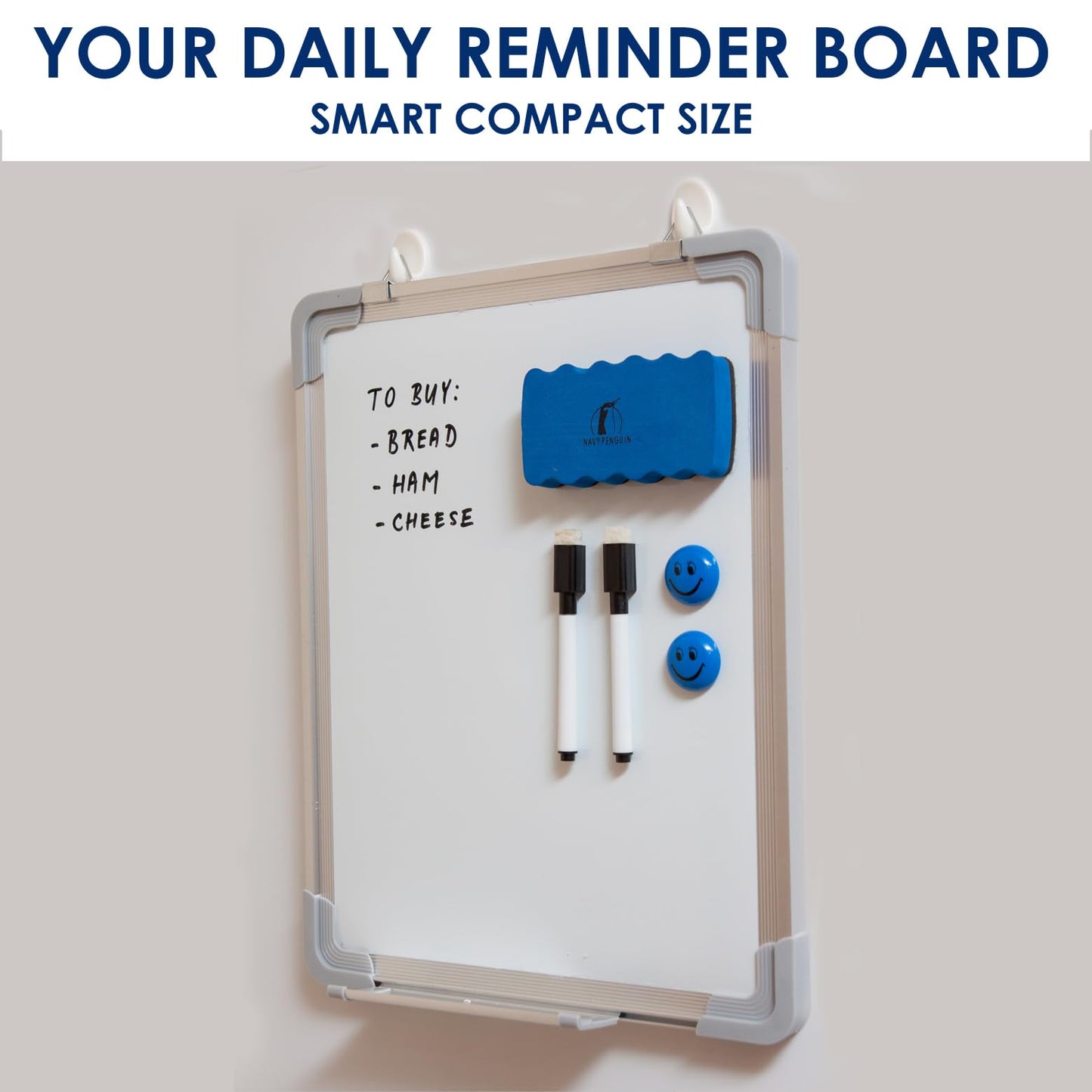 Whiteboard Set - 12 x 15 in Dry Erase Board with 1 Magnetic Dry Eraser, 4 Dry Wipe Markers and 4 Magnets - Small White Board Wall Hanging Marker Board for Home and Office (12x15)
